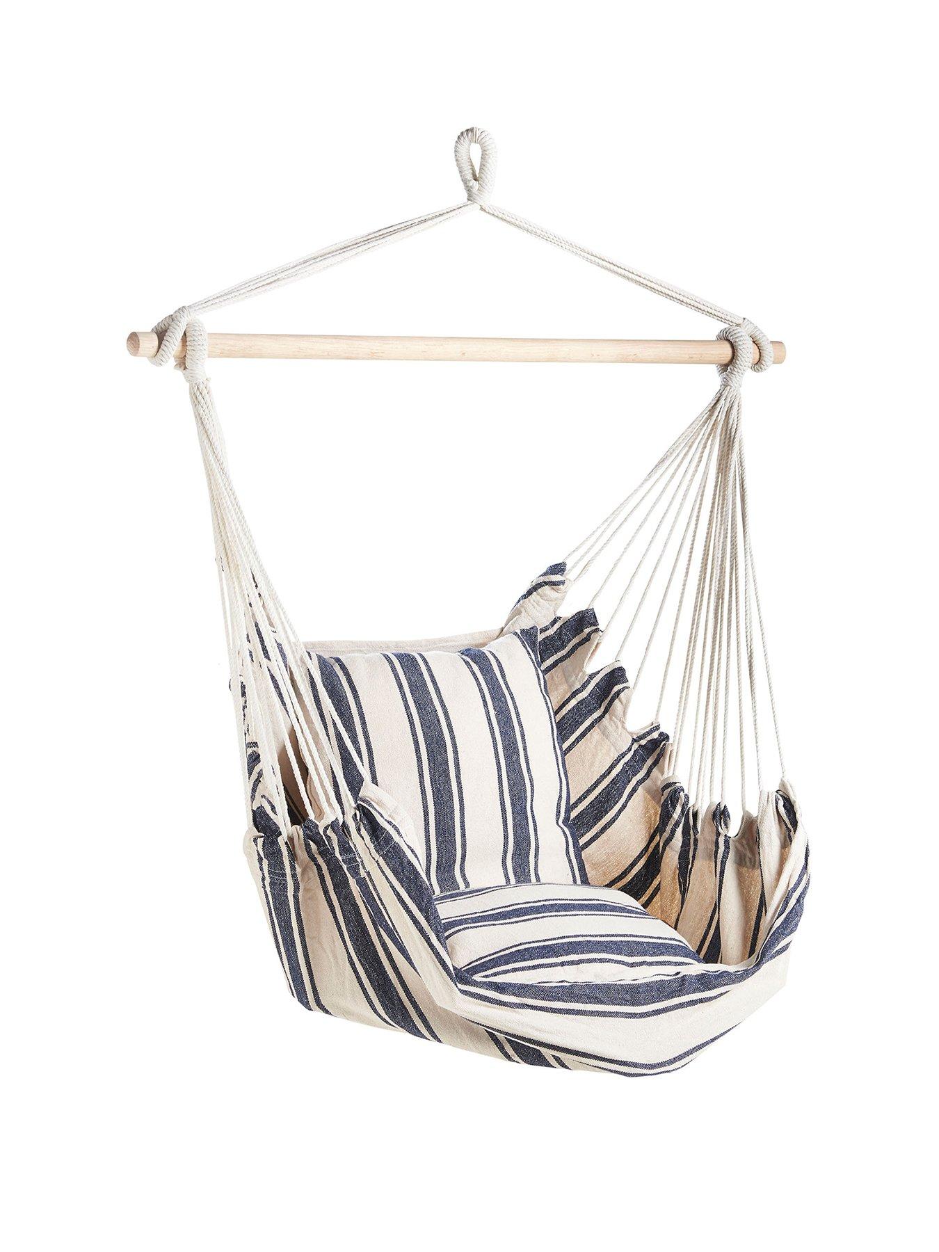 Image 2 of 6 of Vonhaus Seville Hanging Chair - Navy Stripe
