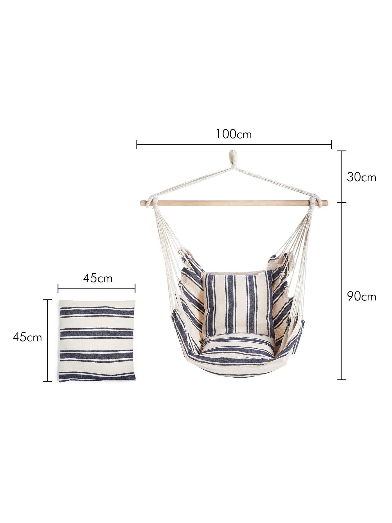 Image 3 of 6 of Vonhaus Seville Hanging Chair - Navy Stripe