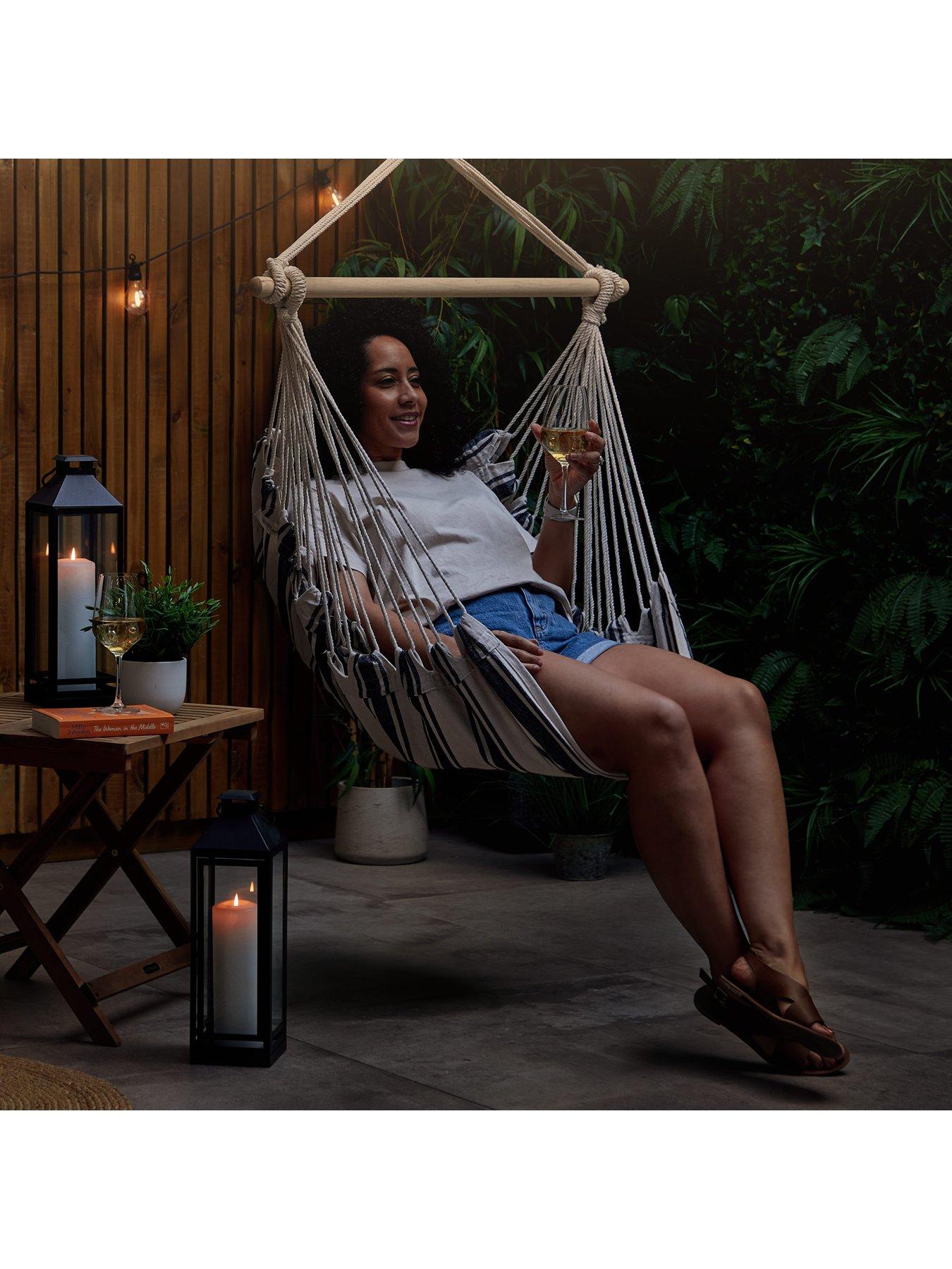 Image 6 of 6 of Vonhaus Seville Hanging Chair - Navy Stripe