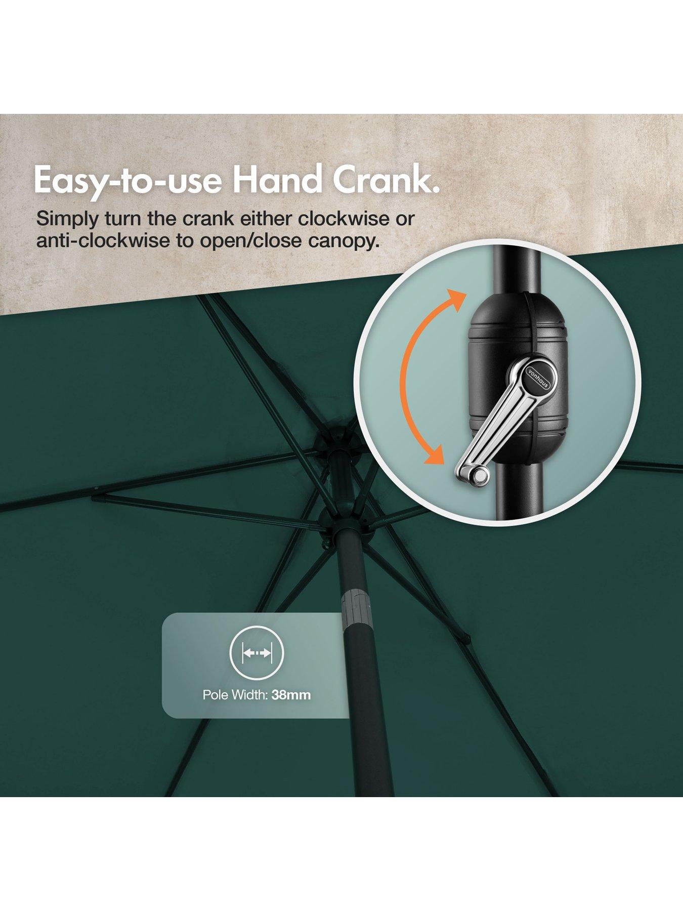 Image 4 of 7 of Vonhaus Dark Green 2.7m Steel Garden Parasol