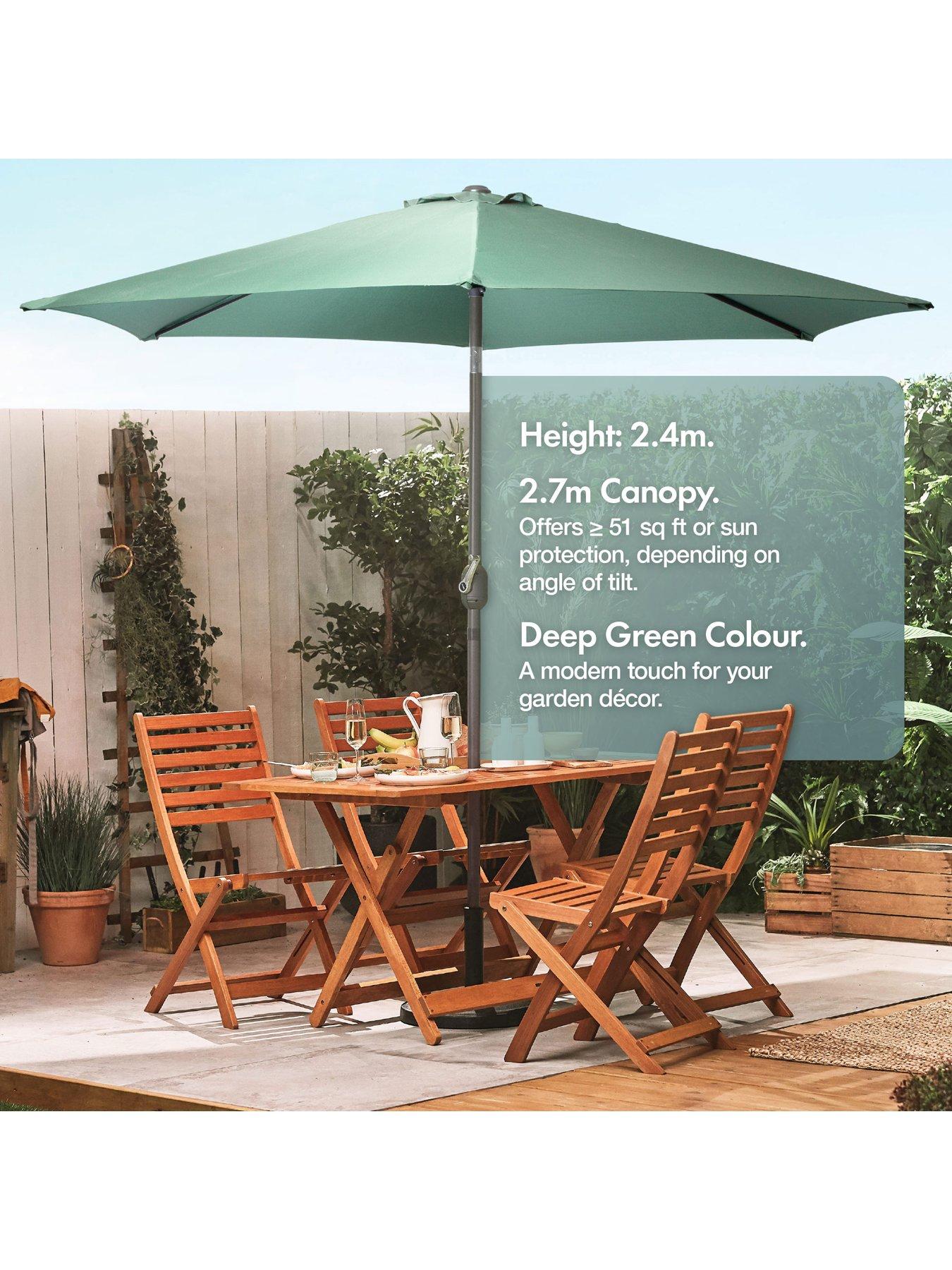 Image 5 of 7 of Vonhaus Dark Green 2.7m Steel Garden Parasol