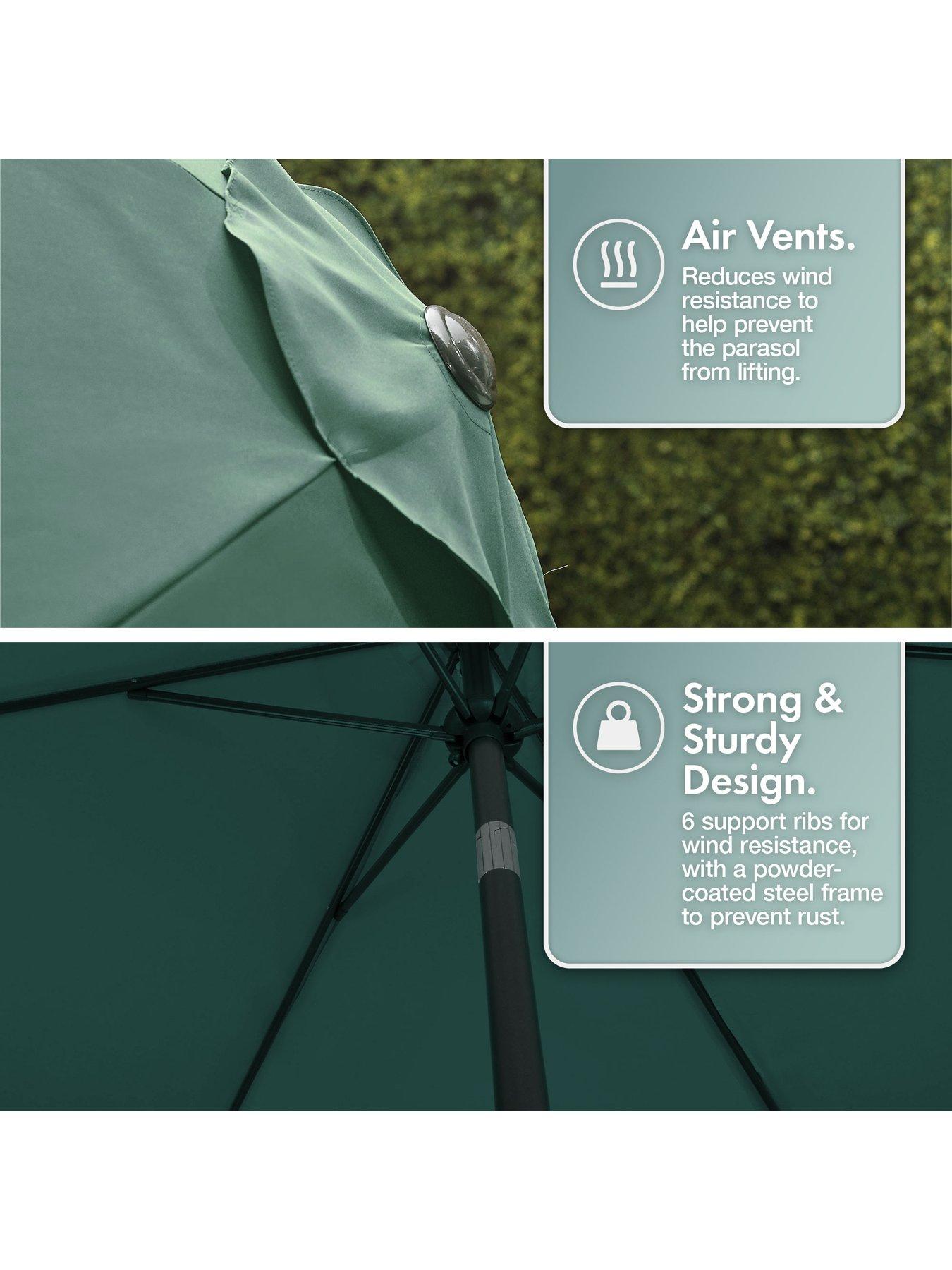 Image 6 of 7 of Vonhaus Dark Green 2.7m Steel Garden Parasol