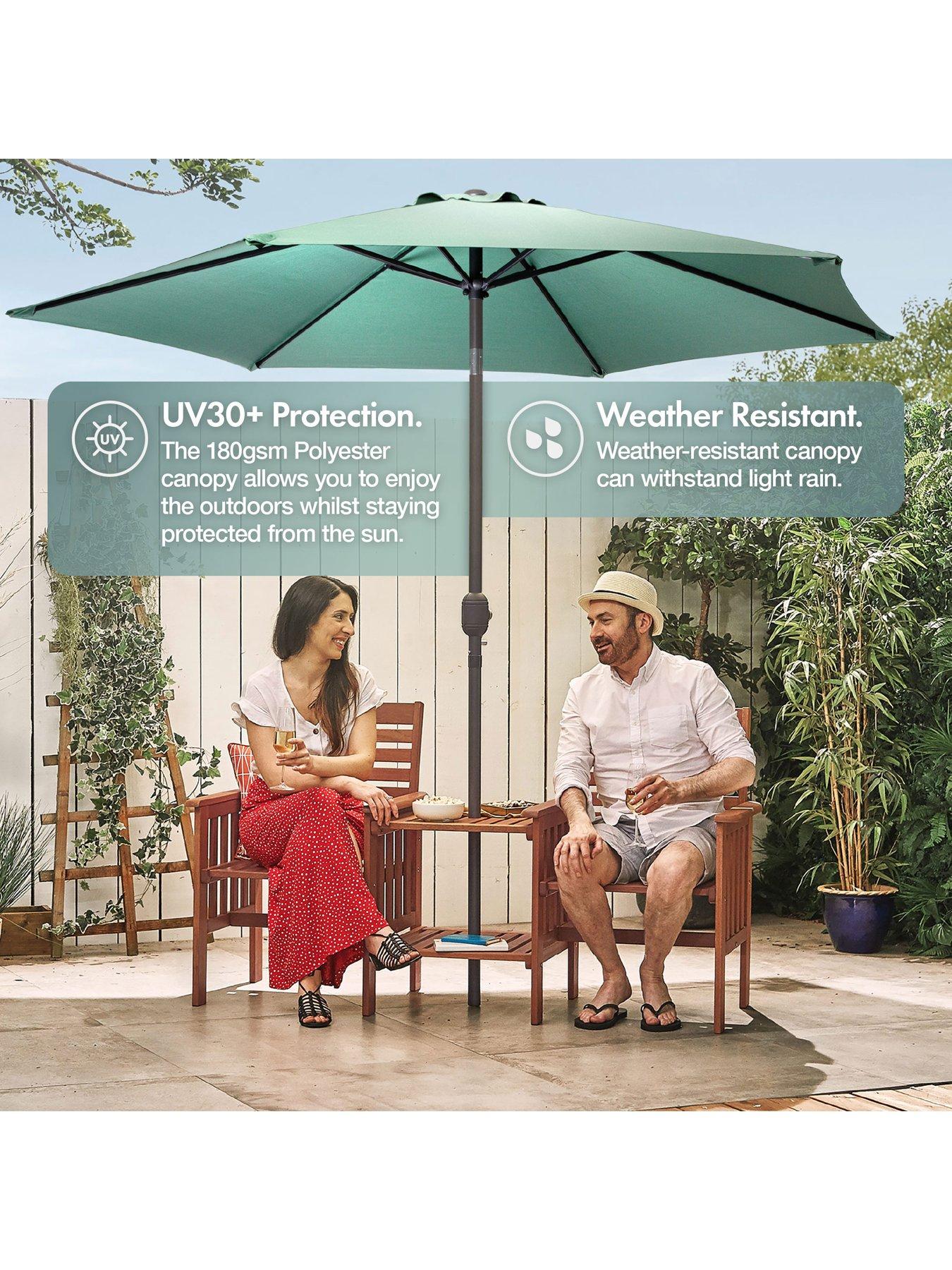 Image 7 of 7 of Vonhaus Dark Green 2.7m Steel Garden Parasol