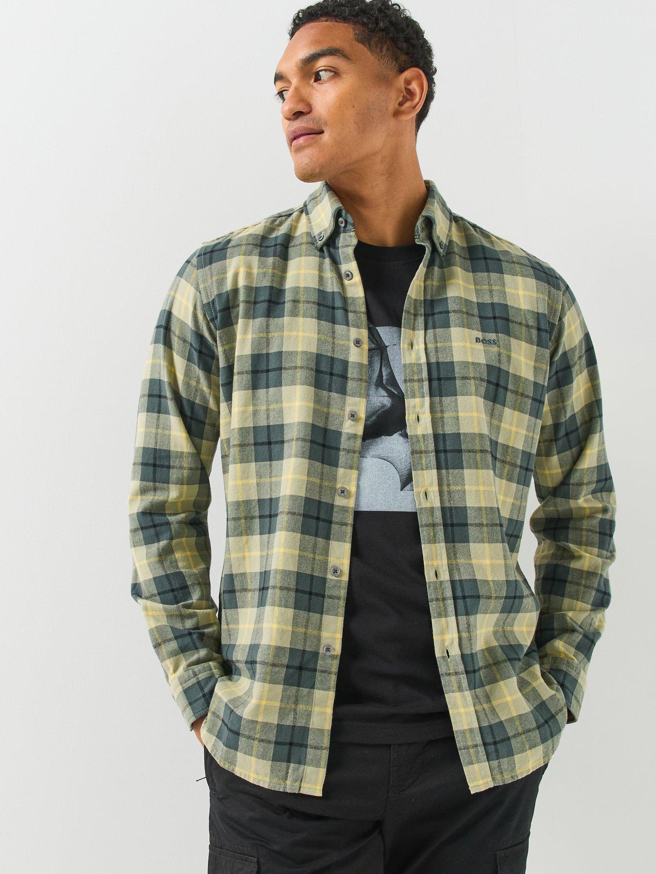 BOSS Boss Rickert_M Check Regular Fit Oxford Shirt - Light Green