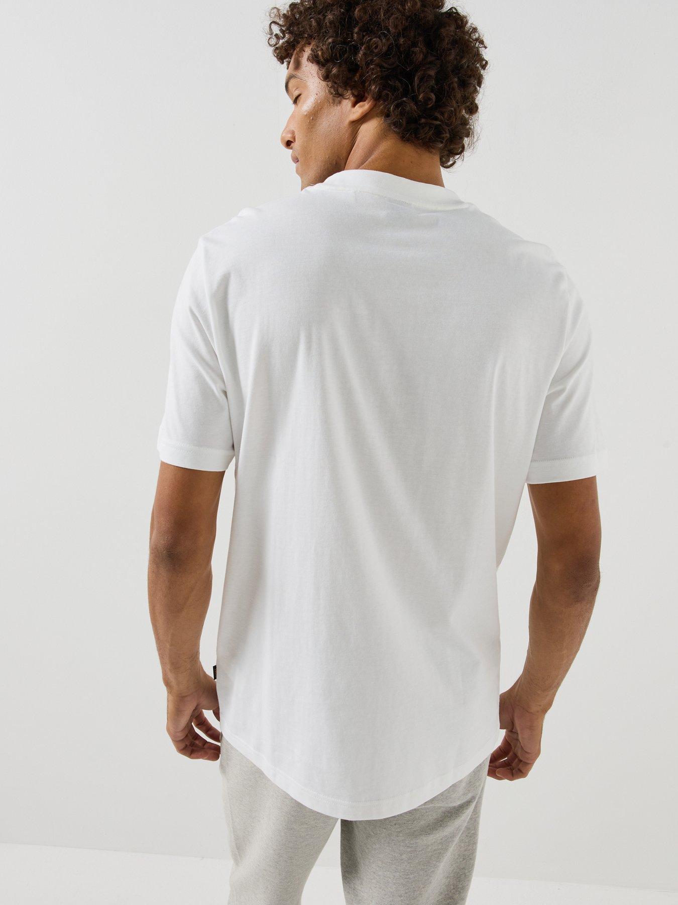 Image 2 of 6 of BOSS Mens Letter Print Logo Regular Fit T-Shirt - White