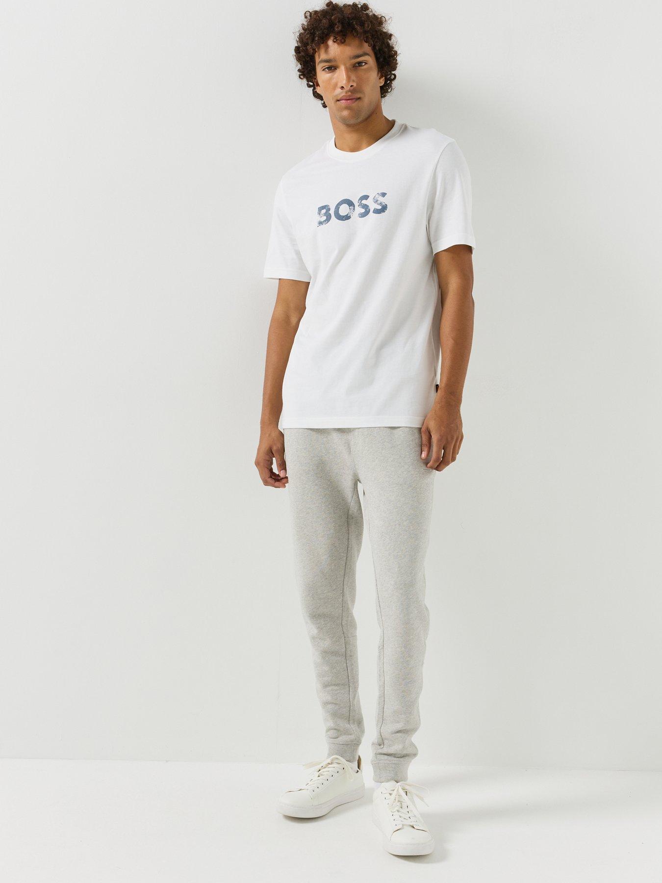 Image 3 of 6 of BOSS Mens Letter Print Logo Regular Fit T-Shirt - White