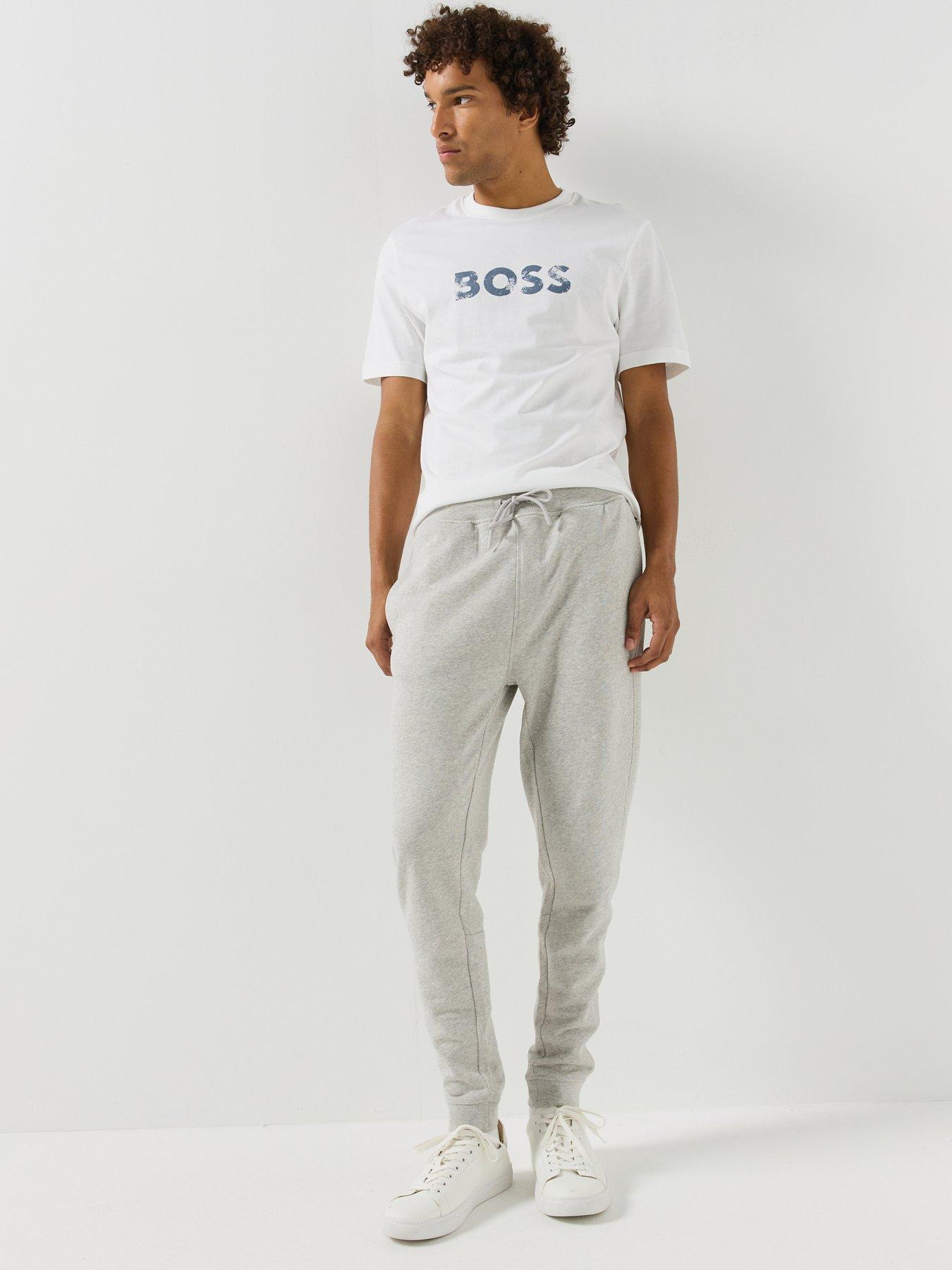 Image 4 of 6 of BOSS Mens Letter Print Logo Regular Fit T-Shirt - White