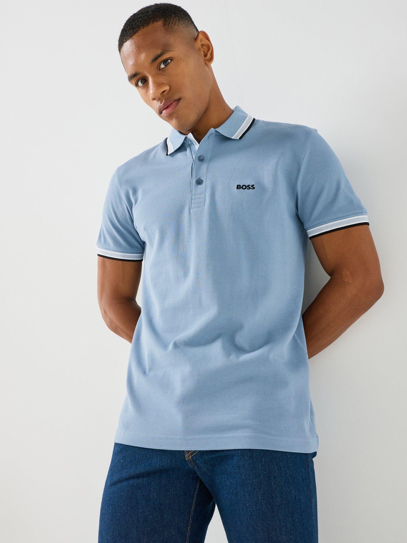 BOSS Paddy Regular Fit Tipping Polo Shirt - Blue