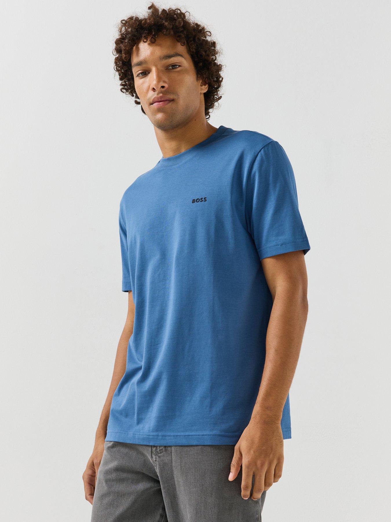 Image 1 of 4 of BOSS Mens Regular Fit Cotton Stretch T-Shirt - Blue