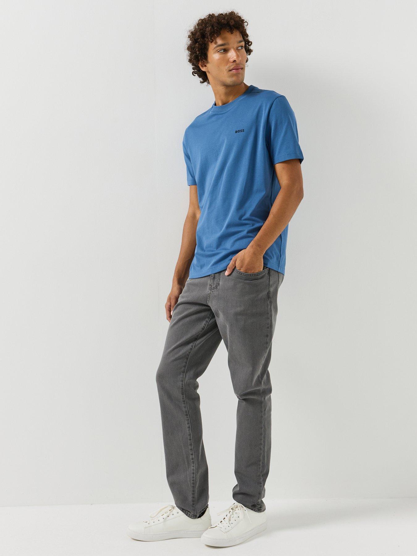 Image 3 of 4 of BOSS Mens Regular Fit Cotton Stretch T-Shirt - Blue