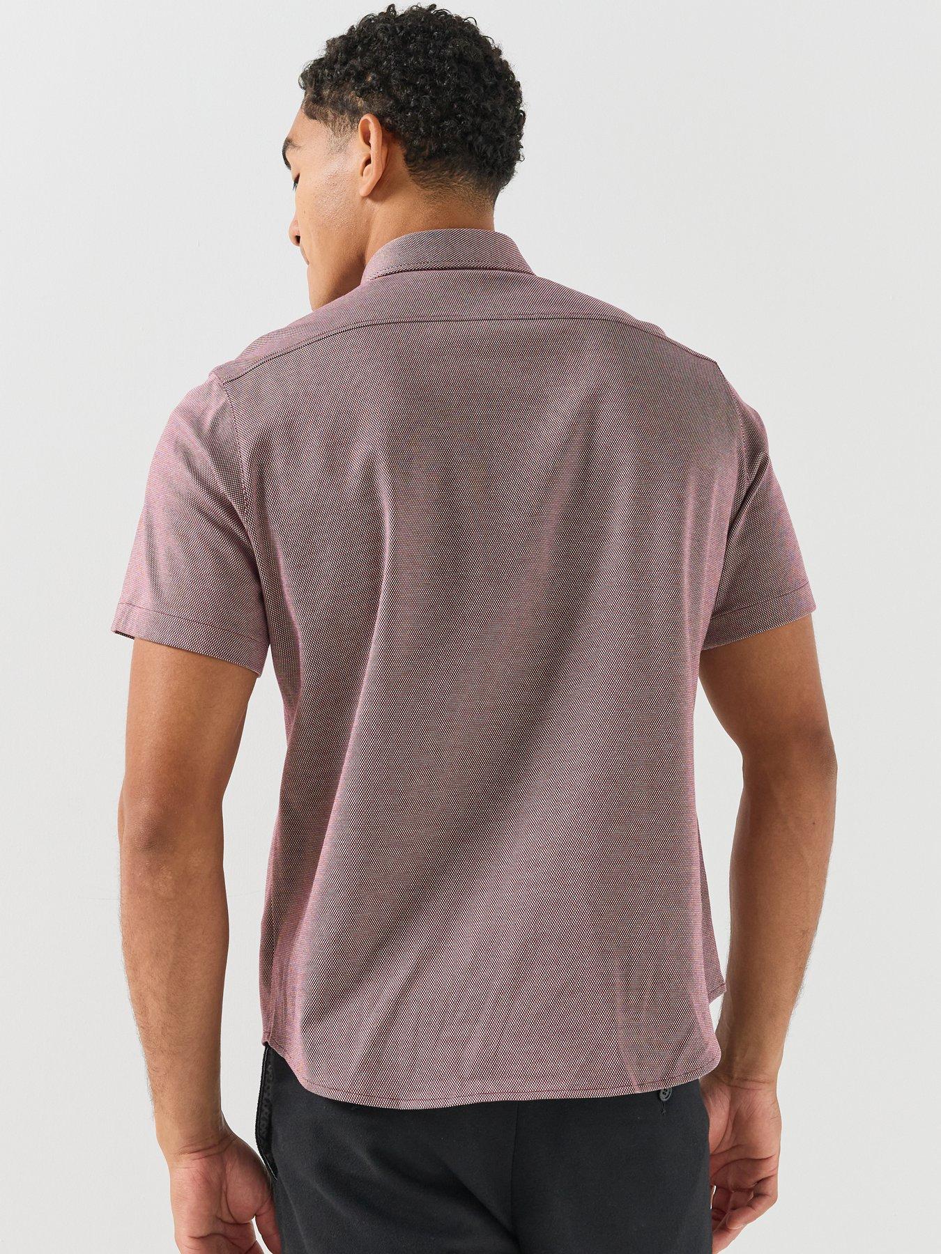 Image 2 of 6 of BOSS Mens ST_Motion S Micro Pattern Button-Down Short Sleeve Shirt - Purple