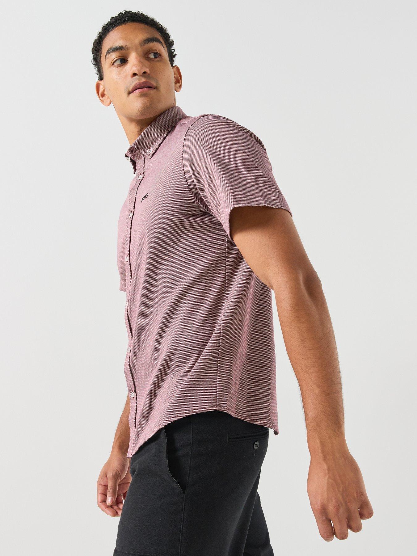 Image 6 of 6 of BOSS Mens ST_Motion S Micro Pattern Button-Down Short Sleeve Shirt - Purple