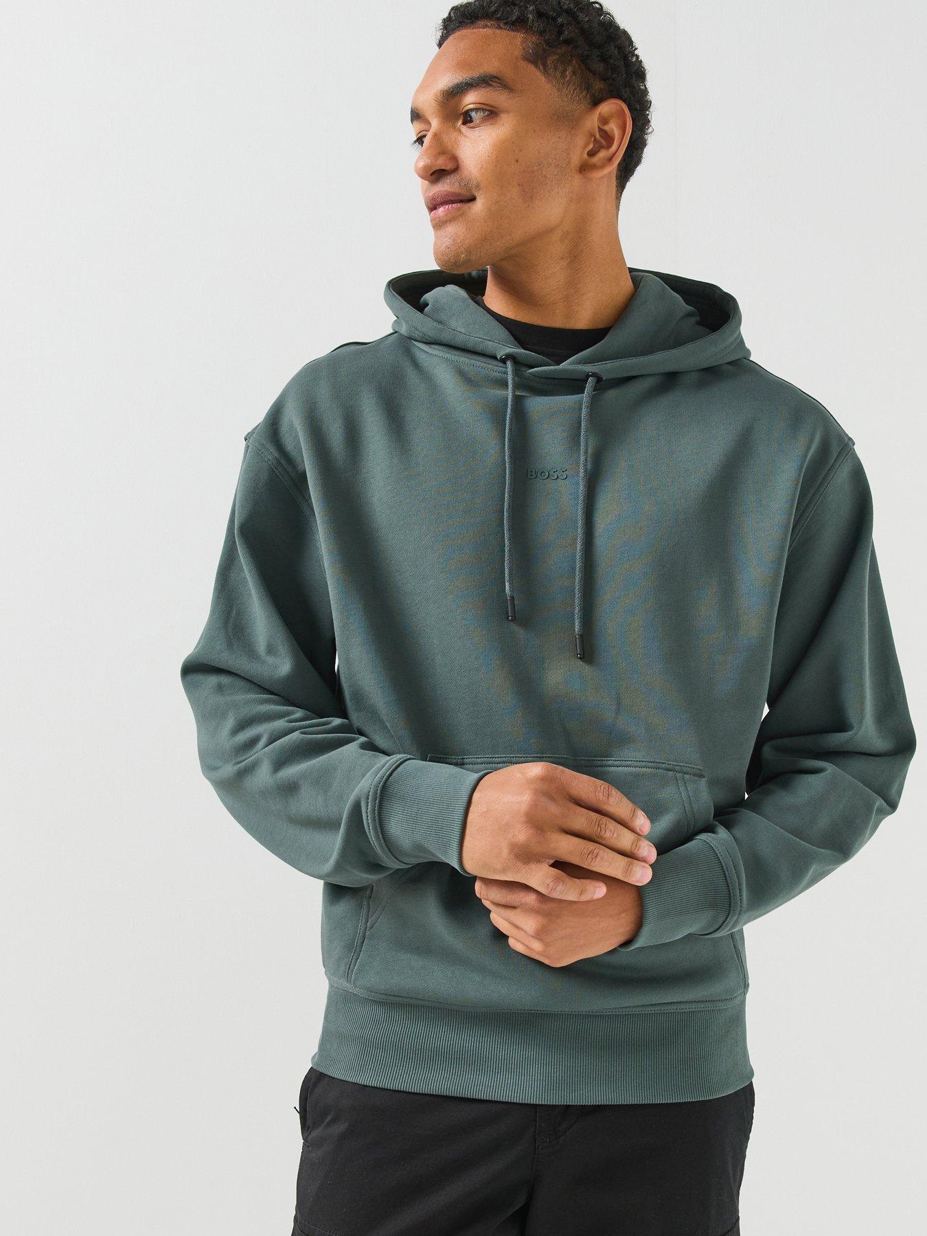 BOSS Boss Wesmallhood Regular Fit Centre Logo Overhead Hoodie - Green