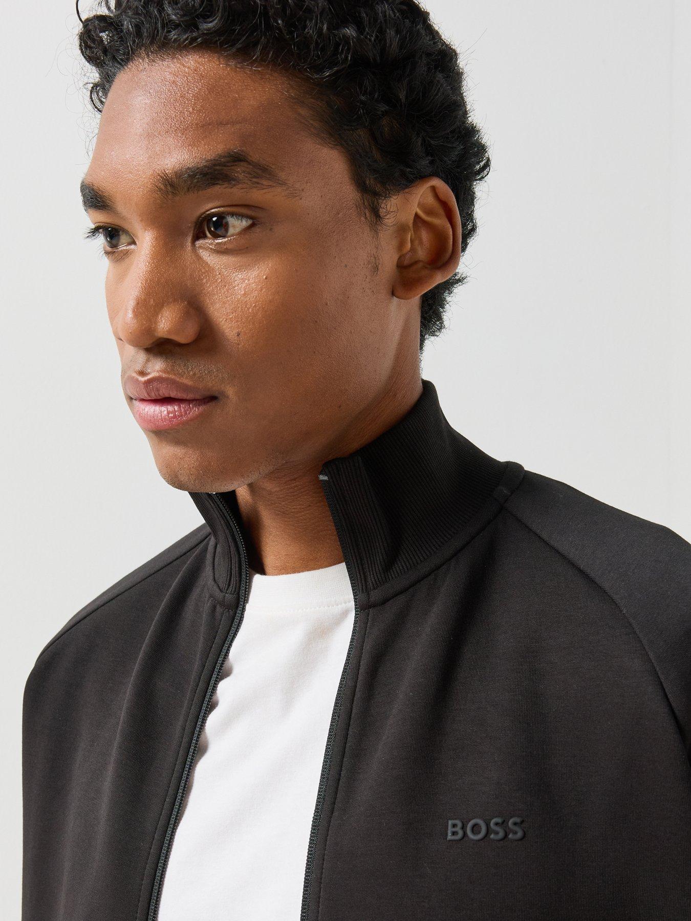 Image 4 of 6 of BOSS Mens Skaz Full Zip Sweatshirt - Black