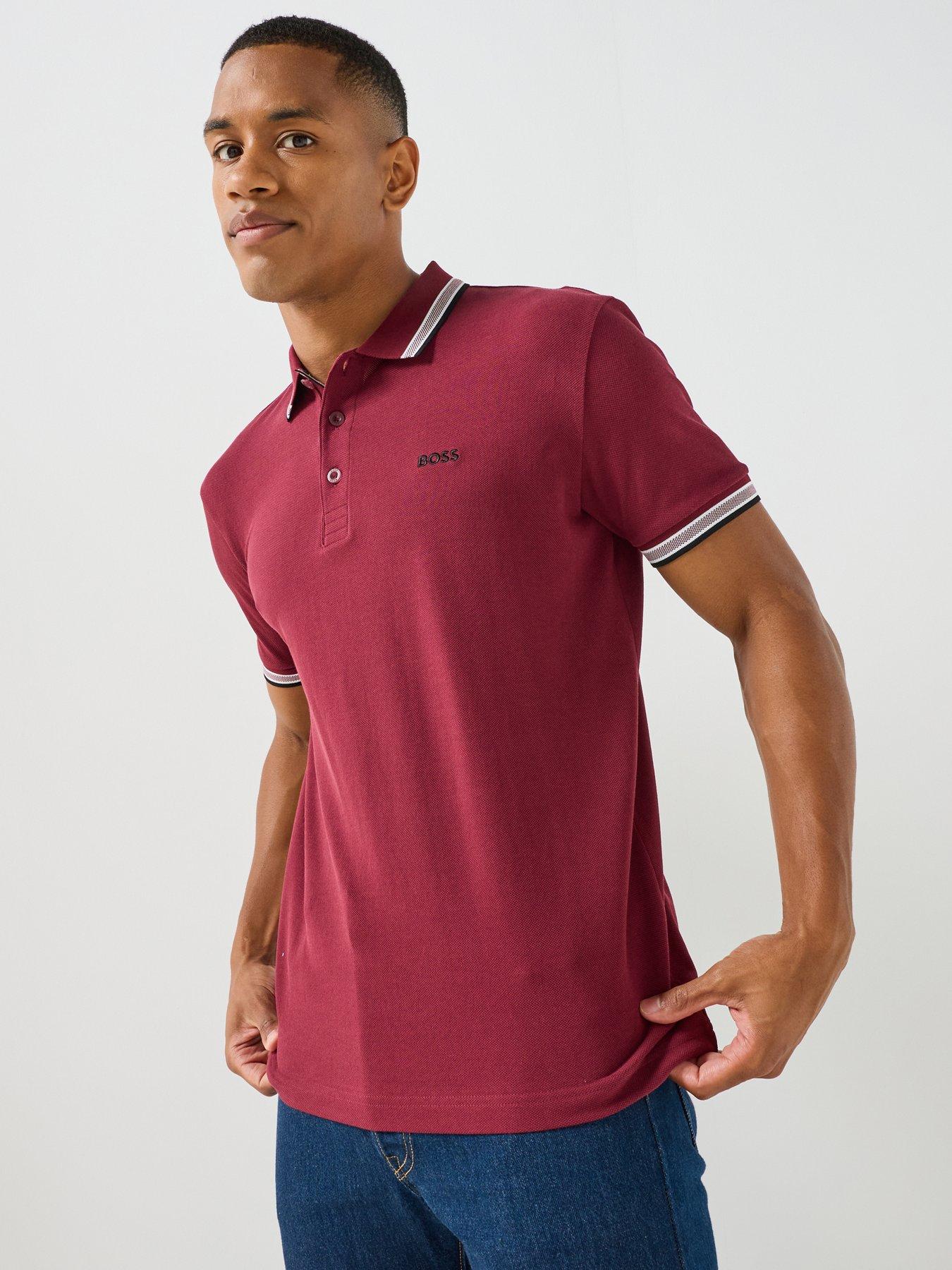 BOSS Paddy Regular Fit Tipping Polo Shirt - Purple
