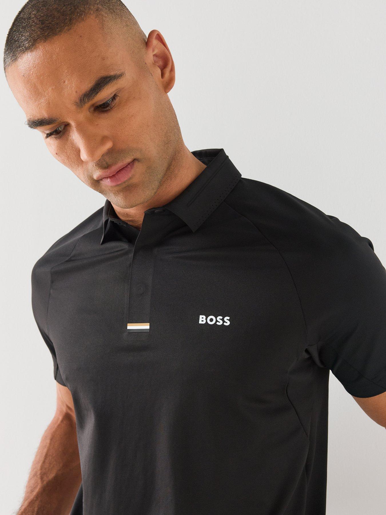 Image 4 of 5 of BOSS Mens Paddytech Stretch Polo Shirt - Black