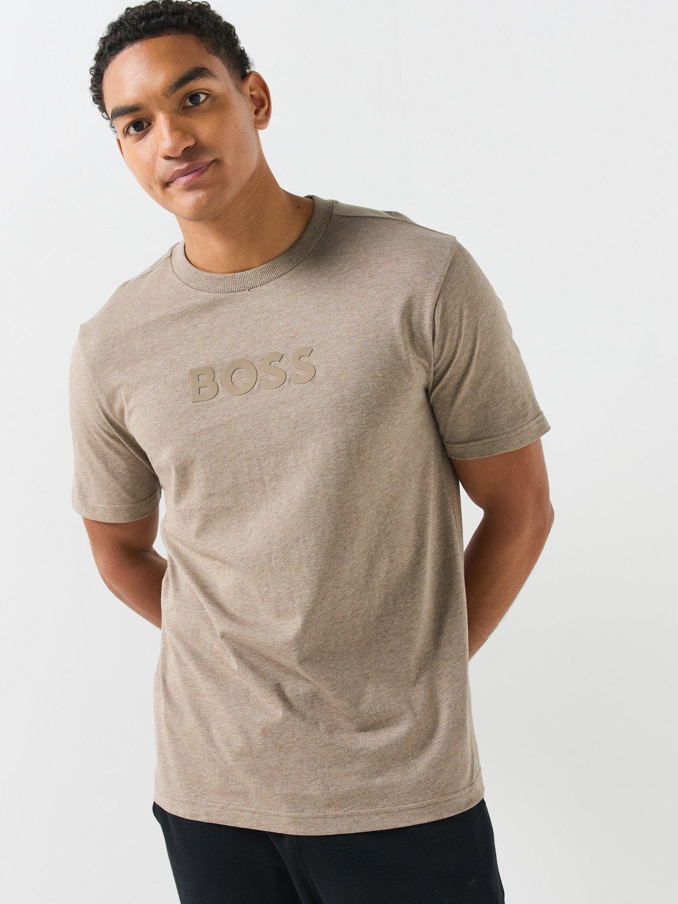 BOSS Boss TS_Logo Debossed Tonal Logo T-Shirt - Brown