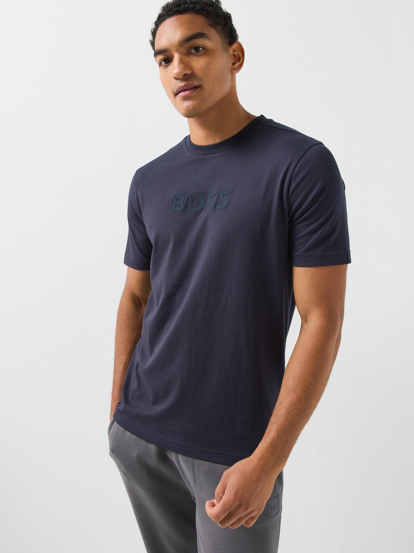BOSS Boss TS_Logo Debossed Tonal Logo T-Shirt - Navy