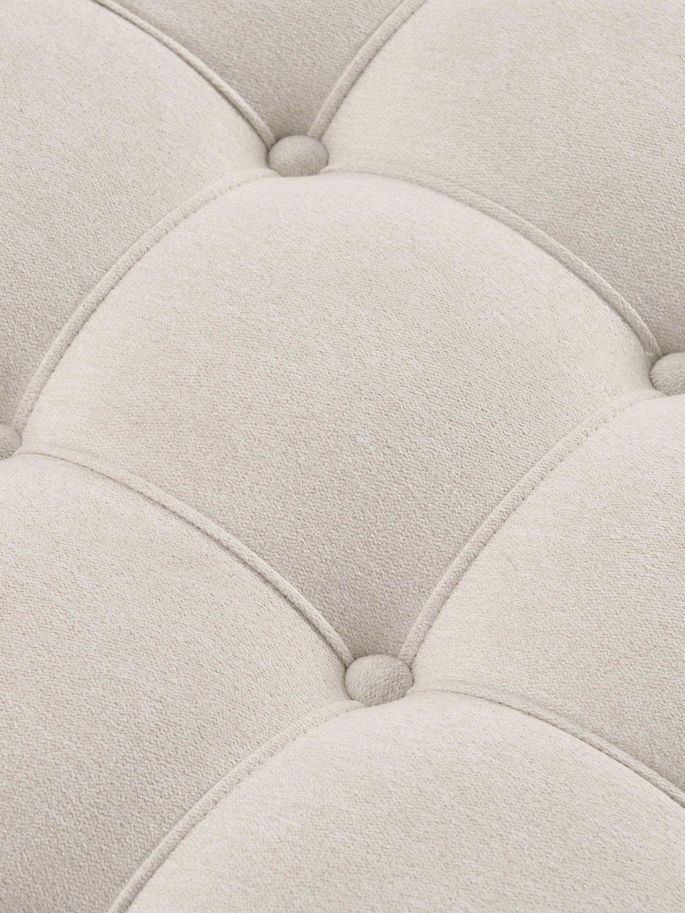 Image 6 of 6 of Dusk Aubrey Round Coffee Table Pouffe - Cream Linen