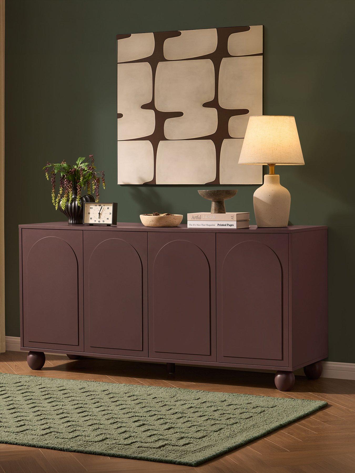 Dusk Rachel Arch Front 4 Door Sideboard - Mocha