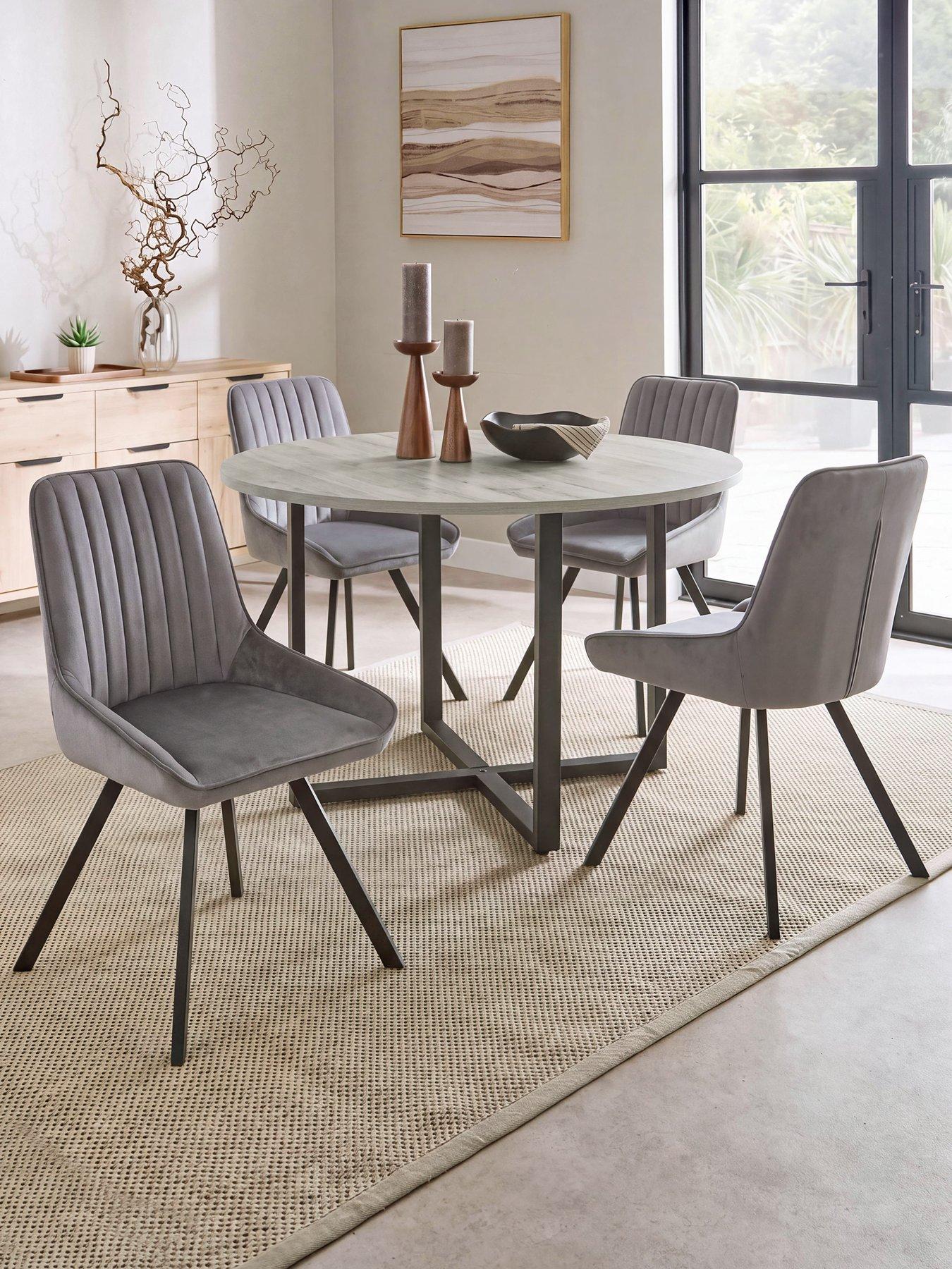 Image 1 of 7 of The Very Collection Harlem Grey Oak Round Dining Table With 4 Harlem Chairs - FSC&reg; Certified