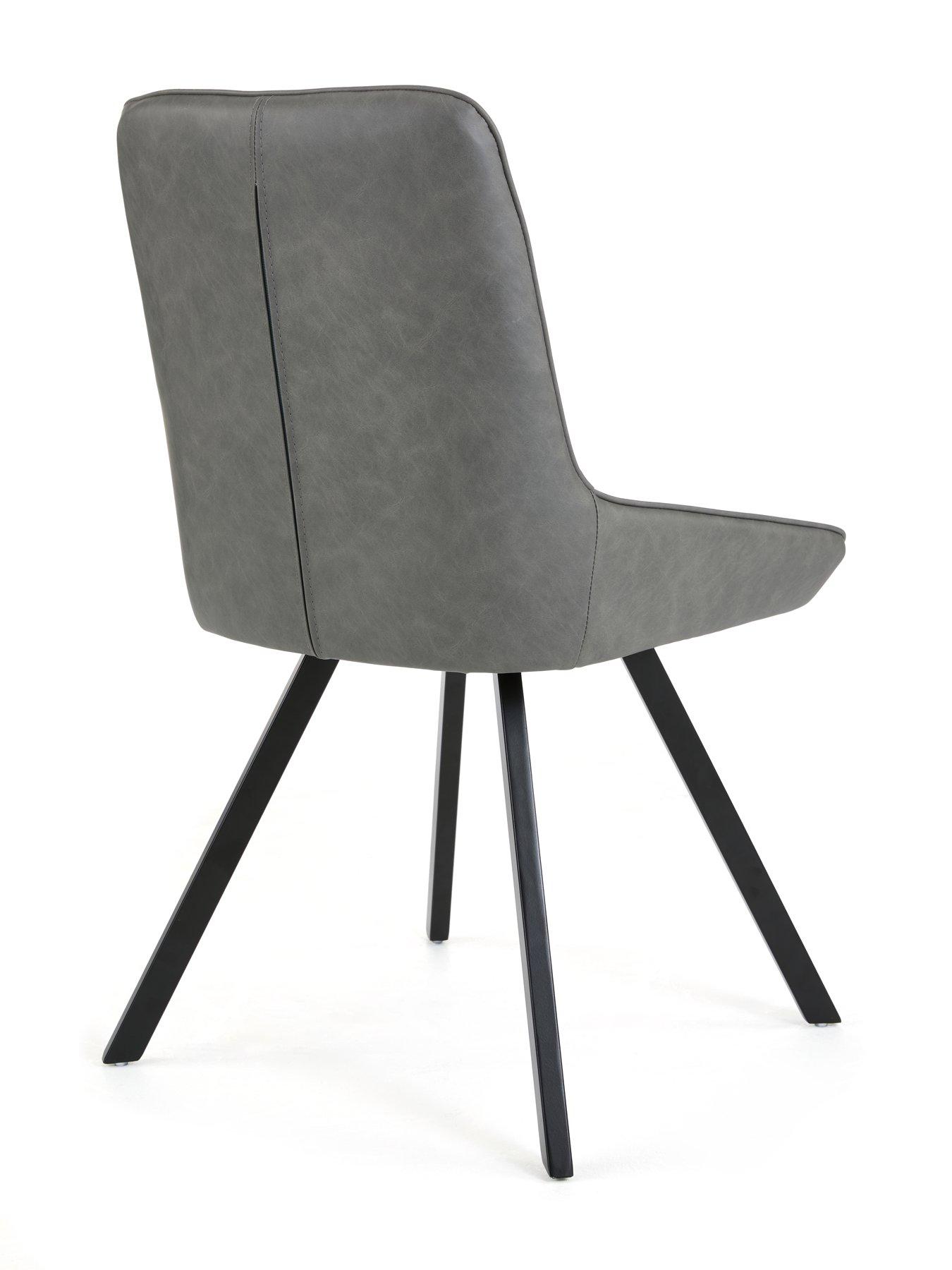 Image 5 of 7 of The Very Collection Harlem Light Oak Round Dining Table With 4 Marlow Faux Leather Grey Chairs - FSC&reg; Certified