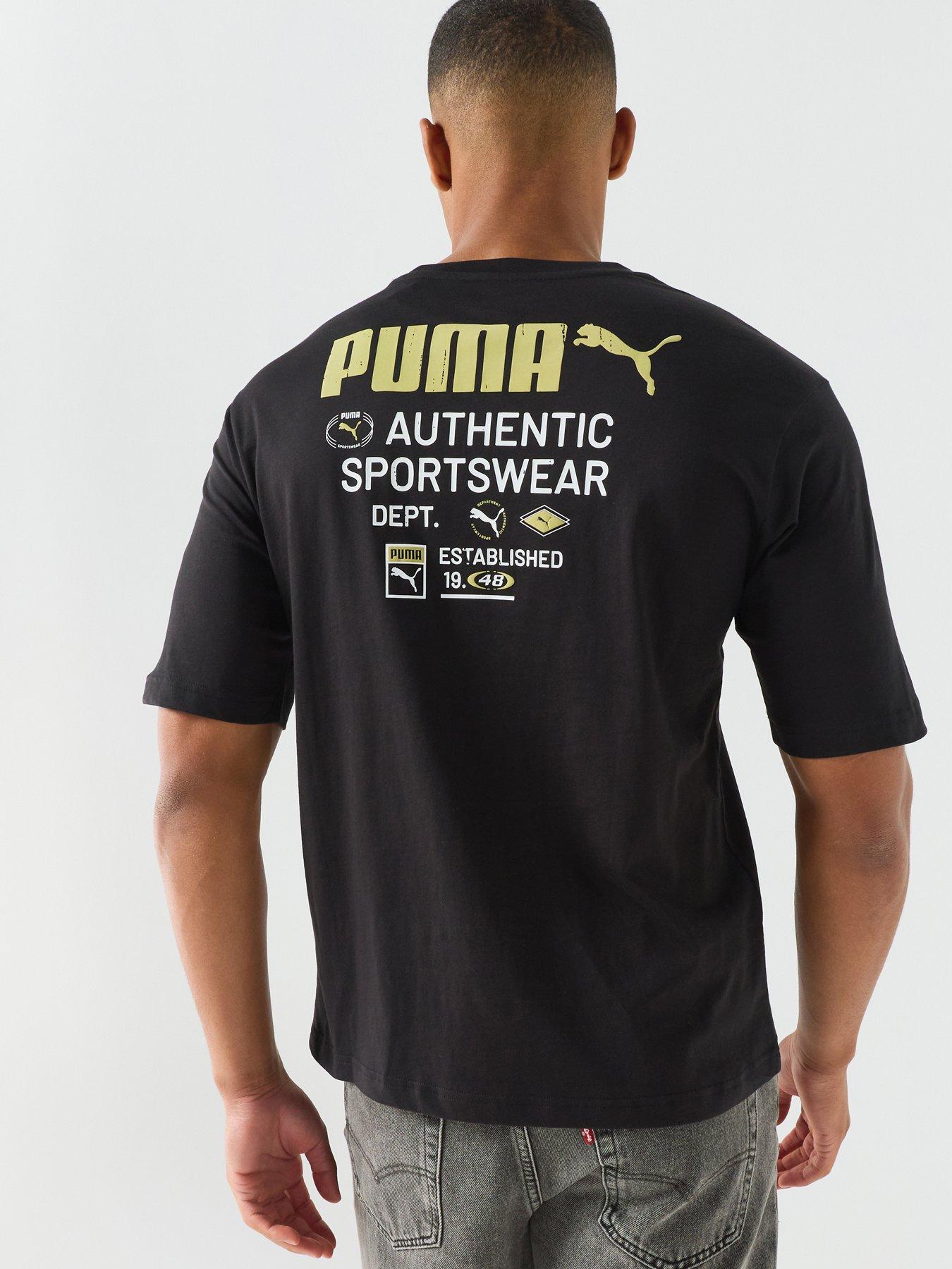 Image 1 of 6 of Puma Mens Graphics Boxy Utility T-Shirt - Black
