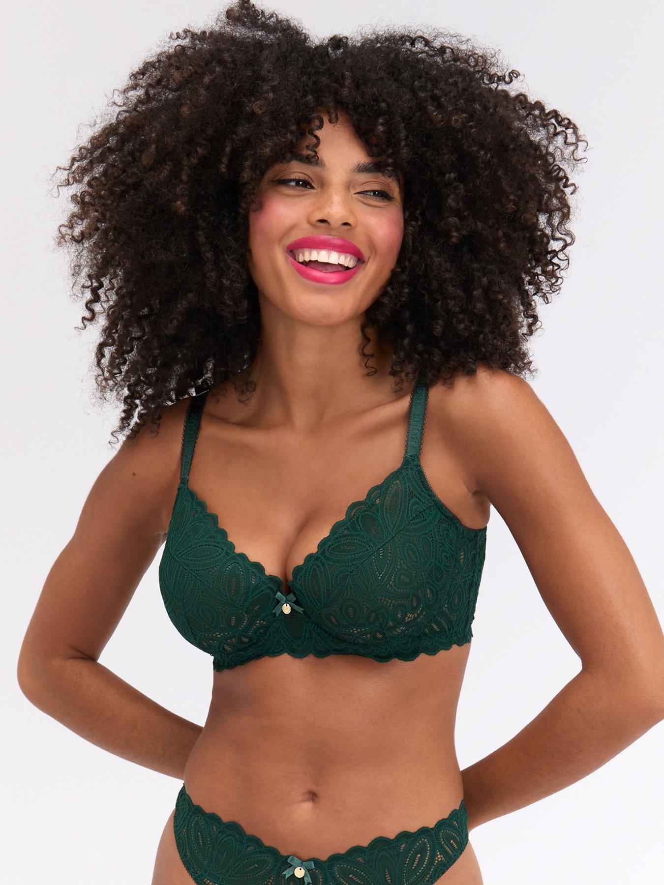 Boux Avenue Boux Avenue Carmel Lace Plunge Bra - Deep Green
