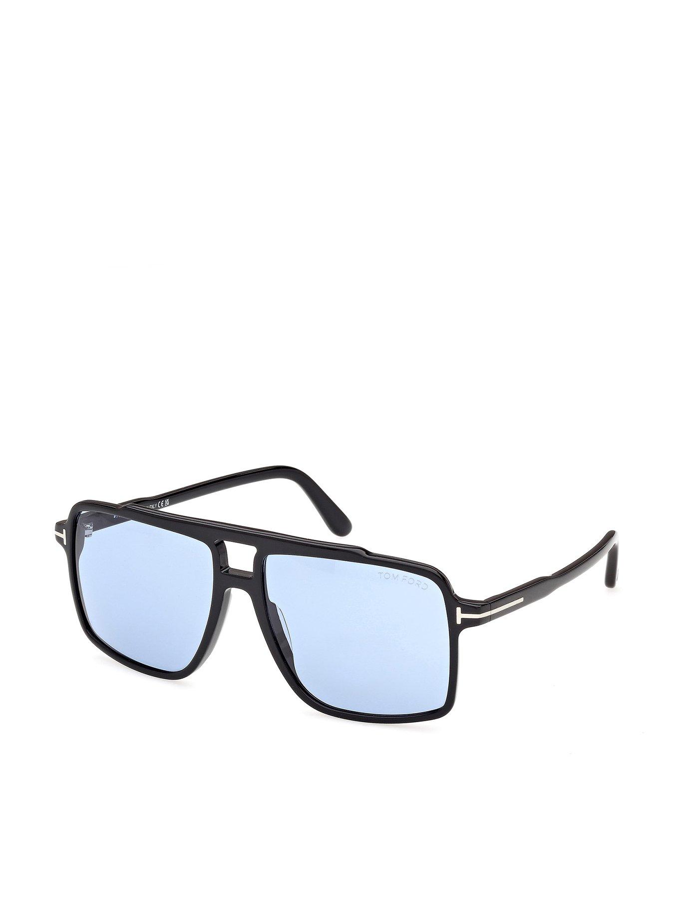 Image 1 of 6 of Tom Ford Kemp Acetate Navigator Sunglasses - Shiny Black