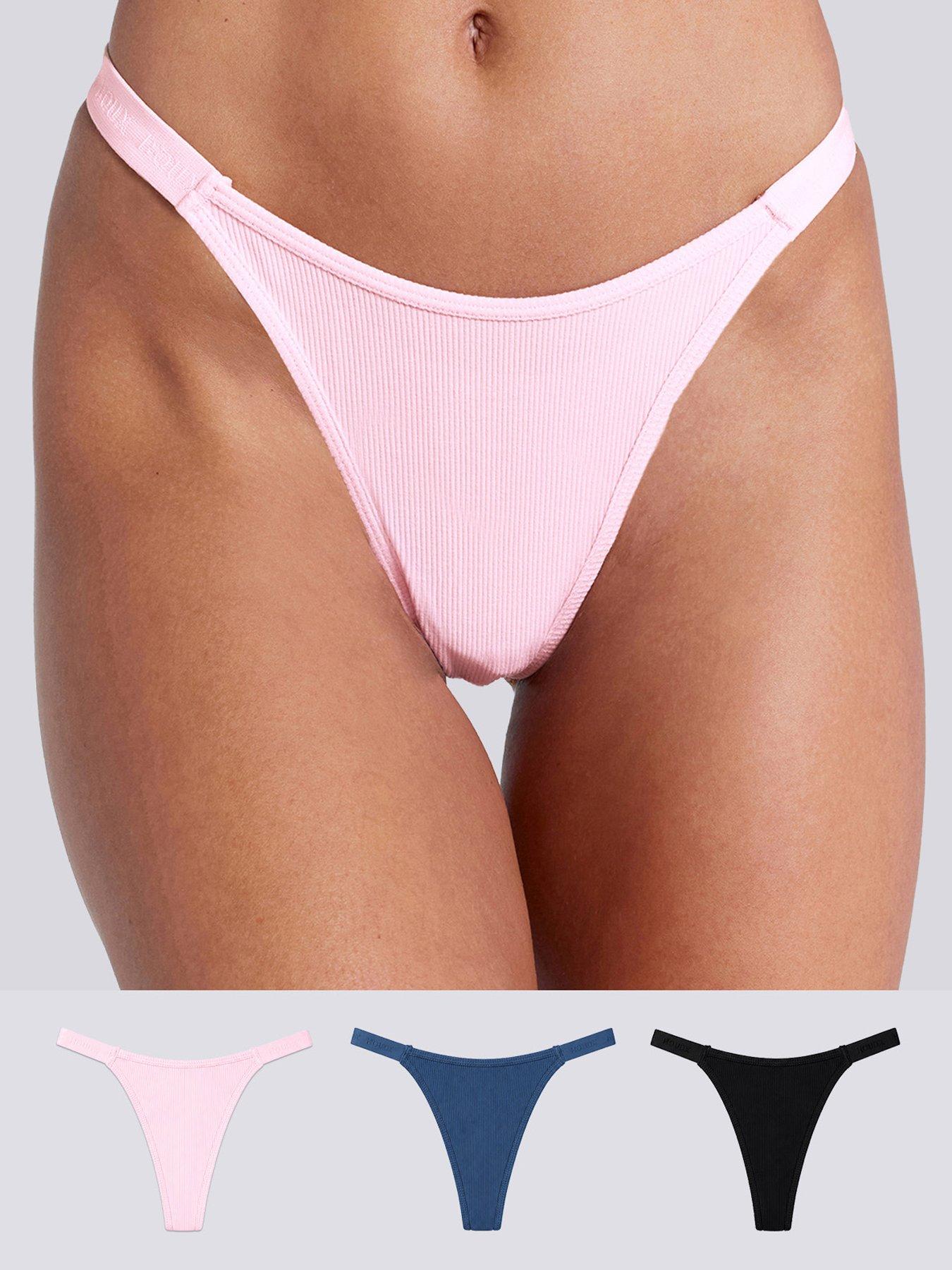 Boux Avenue High Leg Thong 3Pack - Black