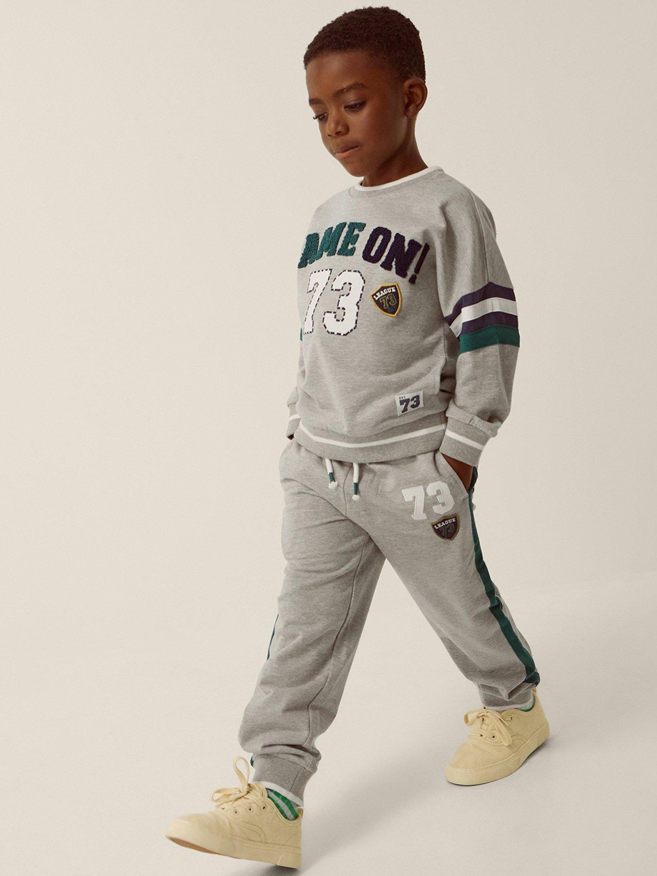 Monsoon Boys' Games Graphic Sweatshirt and Joggers Set - Grey