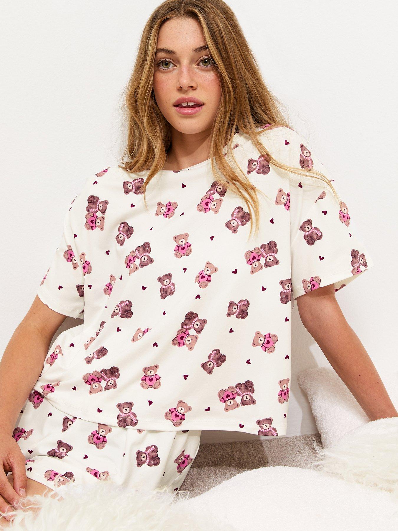 Image 3 of 6 of New Look 915 Girls Cream Teddy Bear T-shirt And Shorts Pyjama Set
