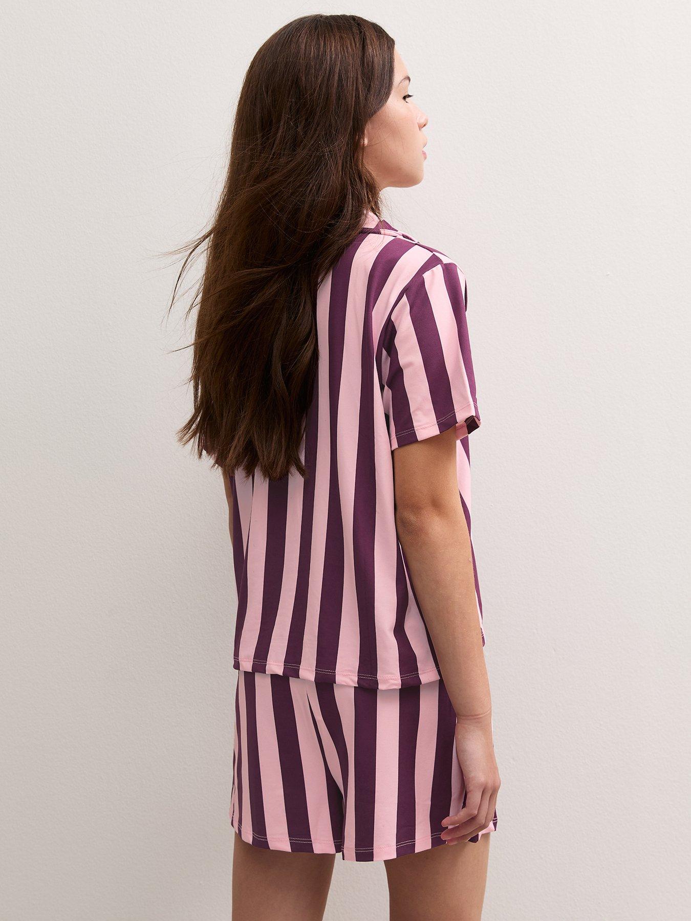 Image 2 of 5 of New Look 915 Girls Pink Striped Short Sleeve Top And Shorts Pyjama Set