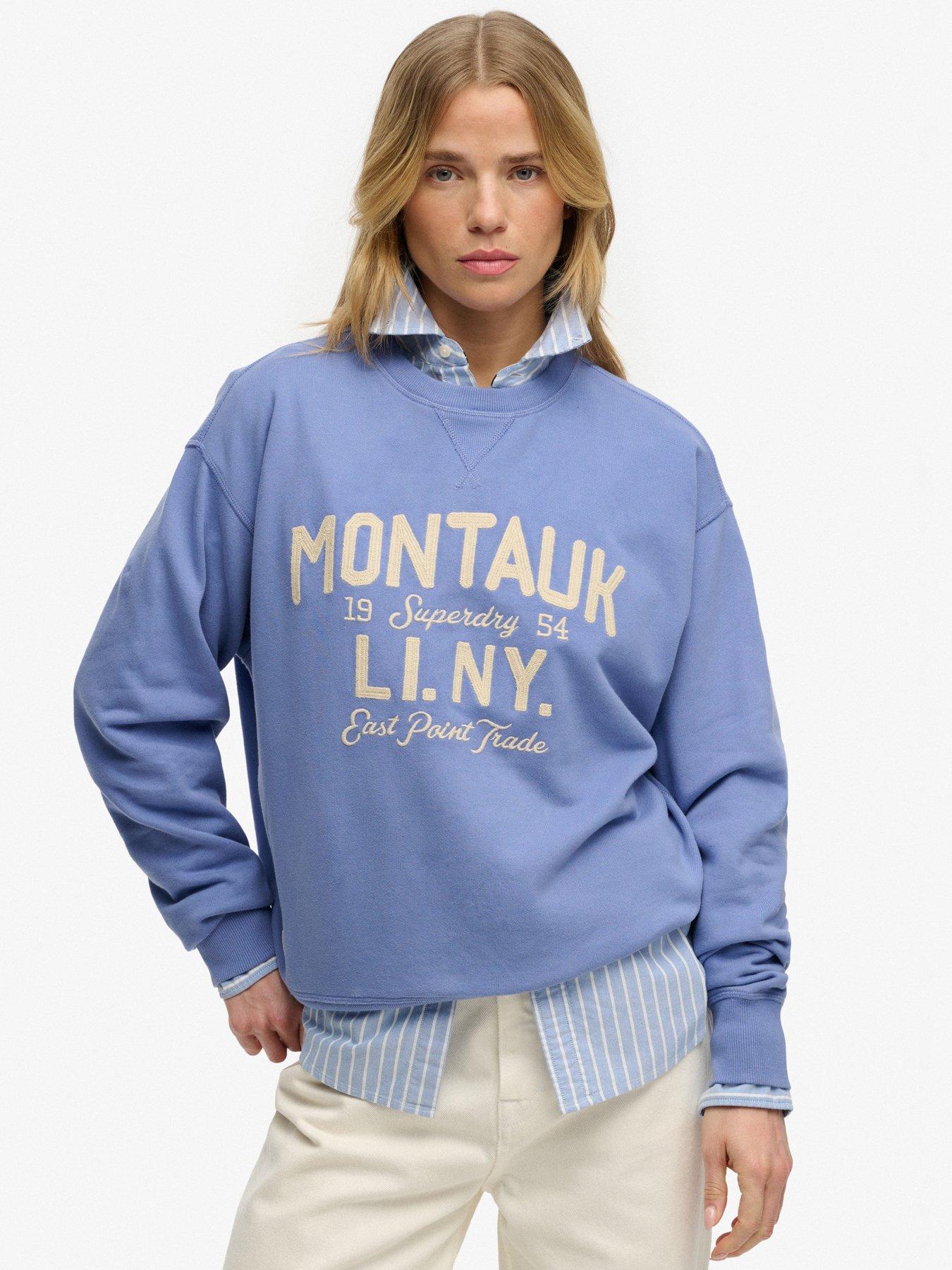 Superdry Beach Club Loose Crew Sweatshirt - Blue