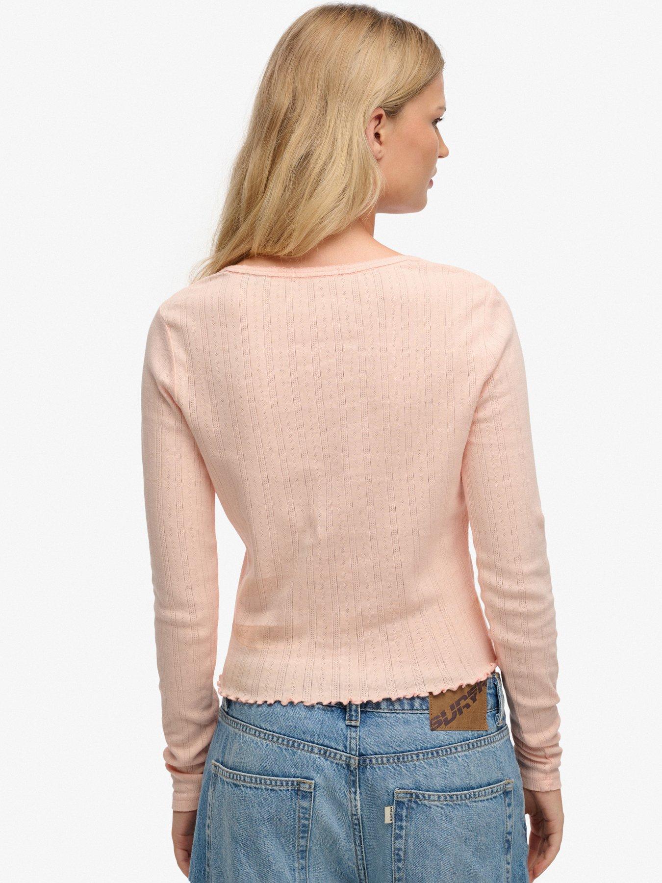 Image 2 of 6 of Superdry Athletic Essential Pointelle Cardigan - Pink