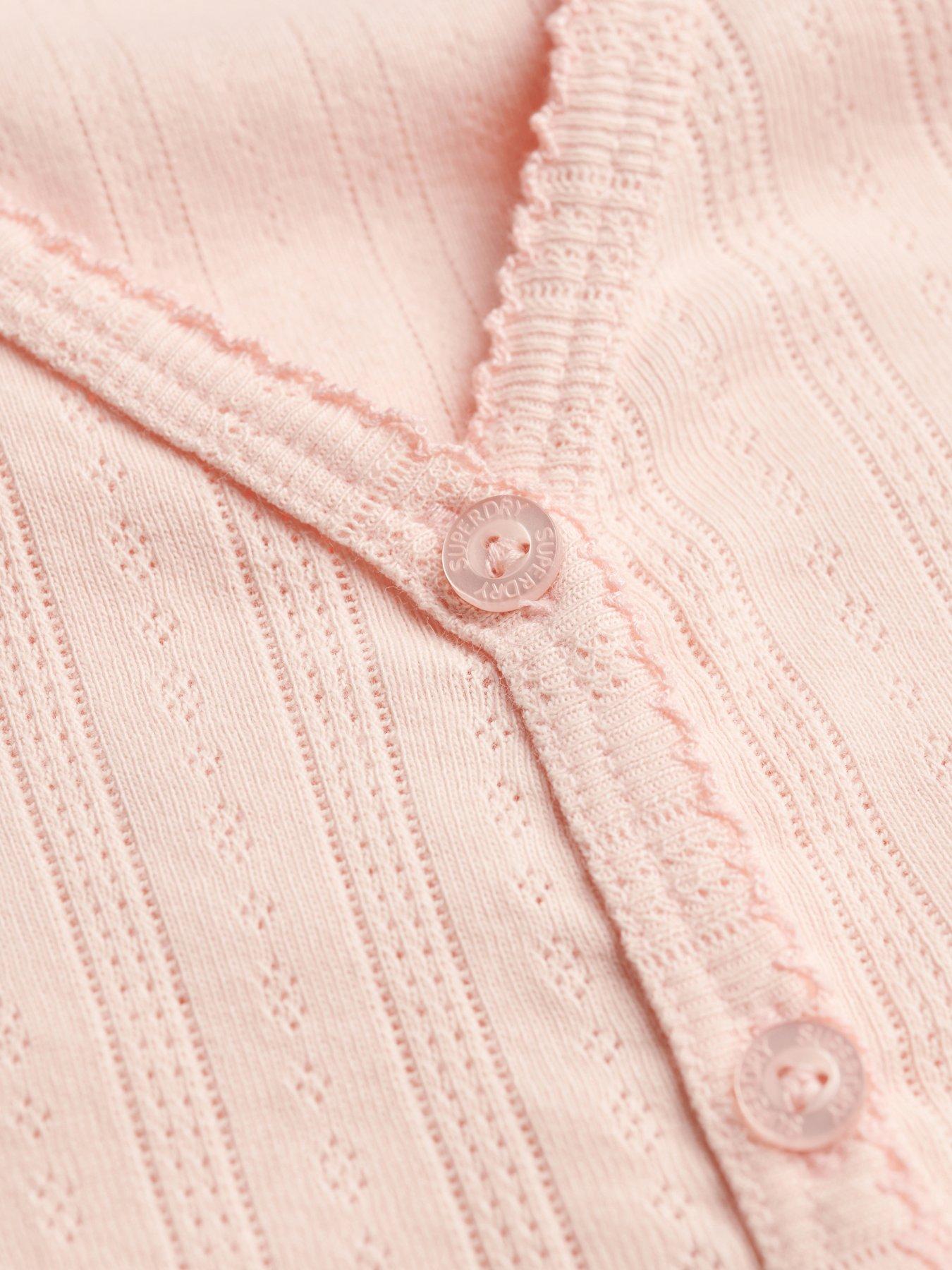 Image 6 of 6 of Superdry Athletic Essential Pointelle Cardigan - Pink