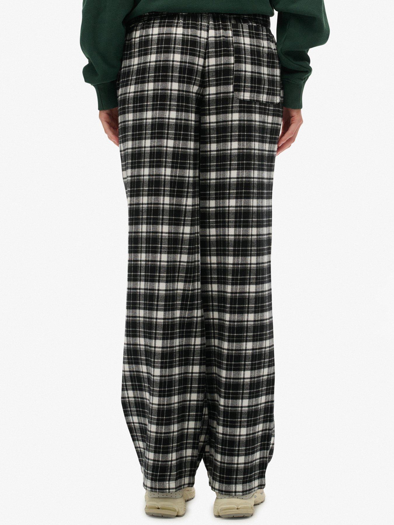 Image 2 of 7 of Superdry Cotton Check Elastic Trousers - Black