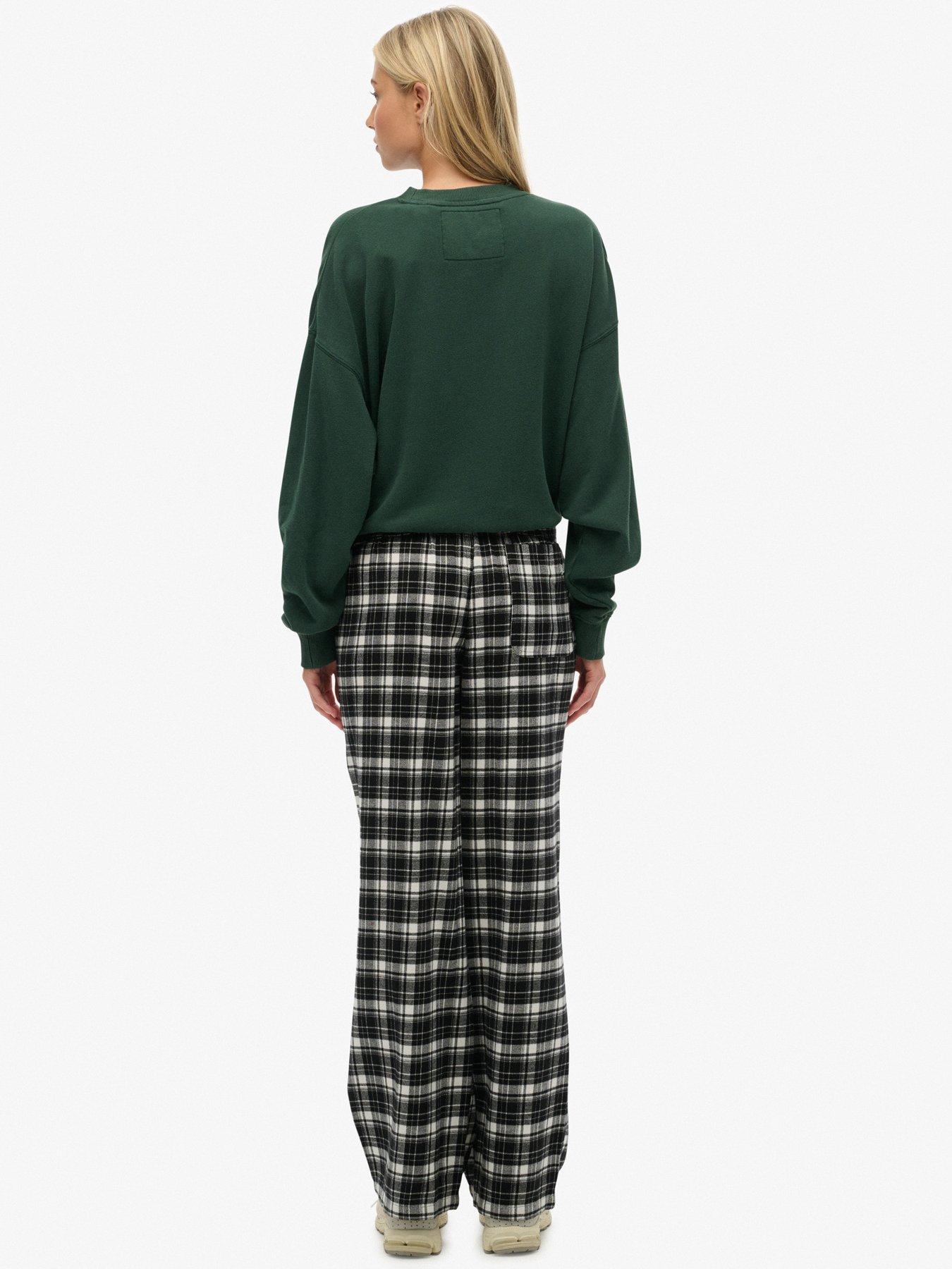 Image 5 of 7 of Superdry Cotton Check Elastic Trousers - Black