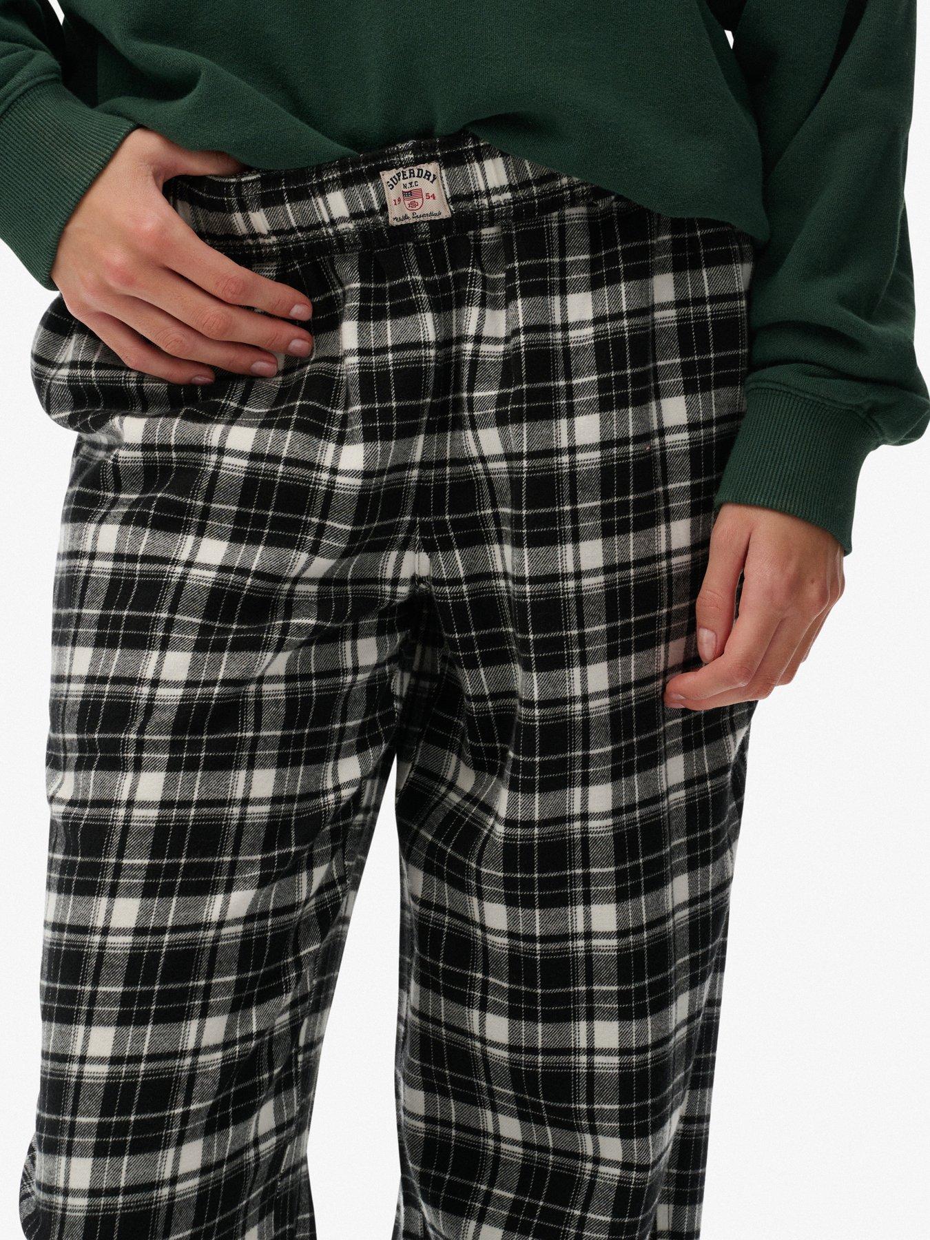 Image 6 of 7 of Superdry Cotton Check Elastic Trousers - Black