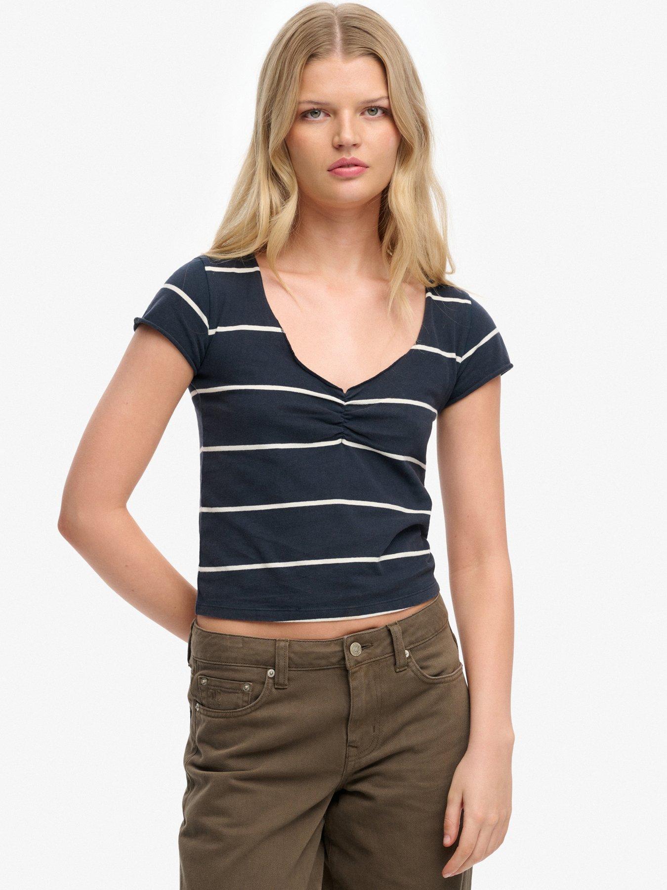 Superdry Athletic Essentials Gathered Pattern Top - Blue