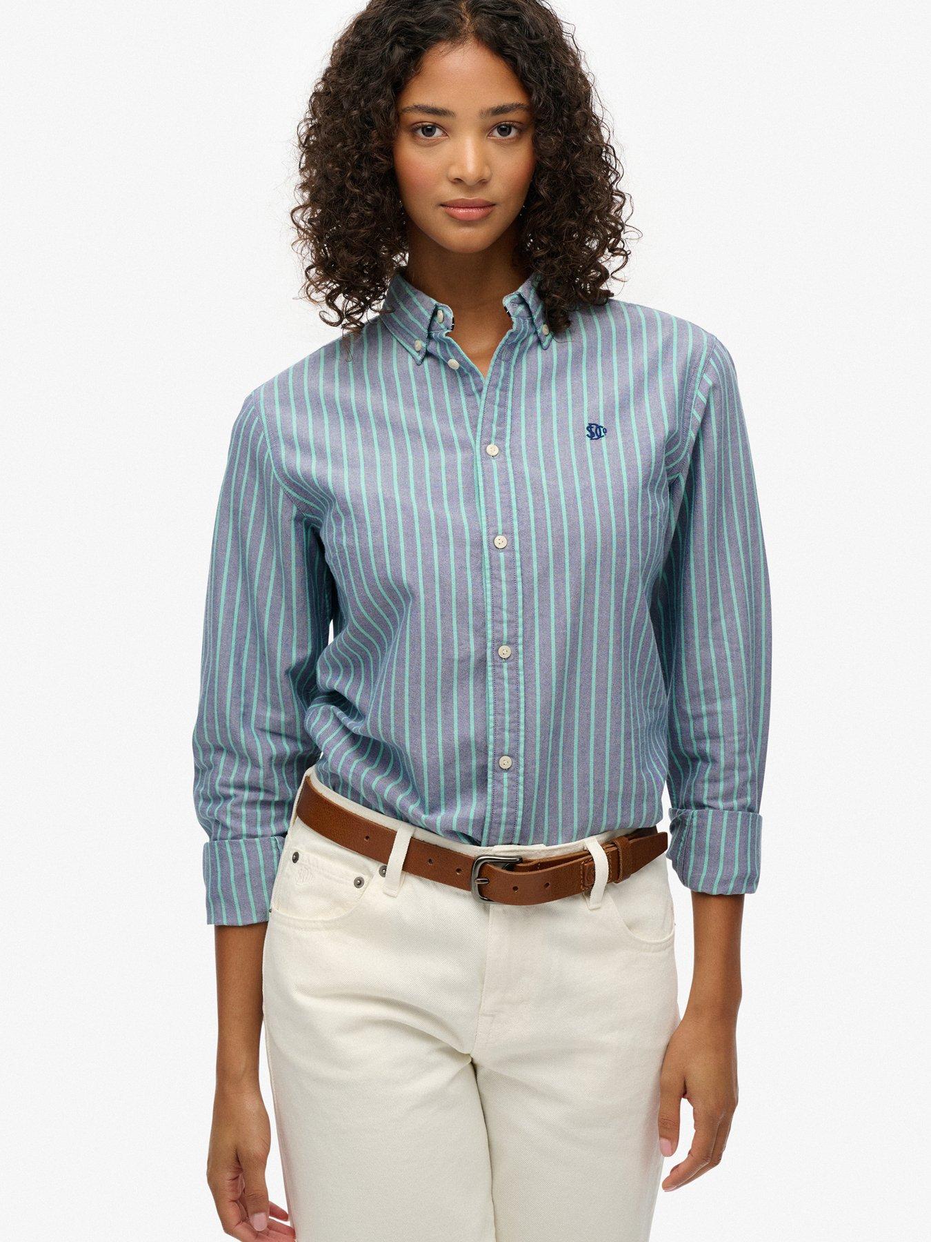 Superdry Slim Oxford Button Down Long Sleeve Shirt  - Blue