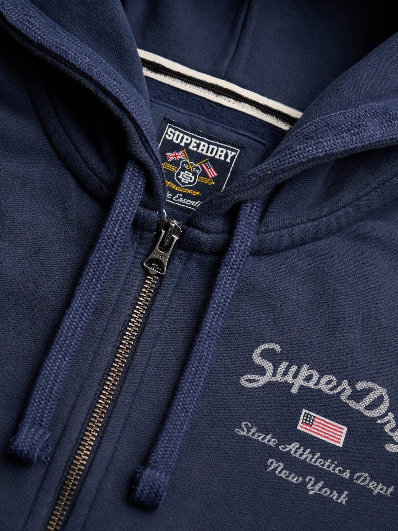 Image 4 of 4 of Superdry Athletic Essentials Cropped Zip Hoodie - Navy