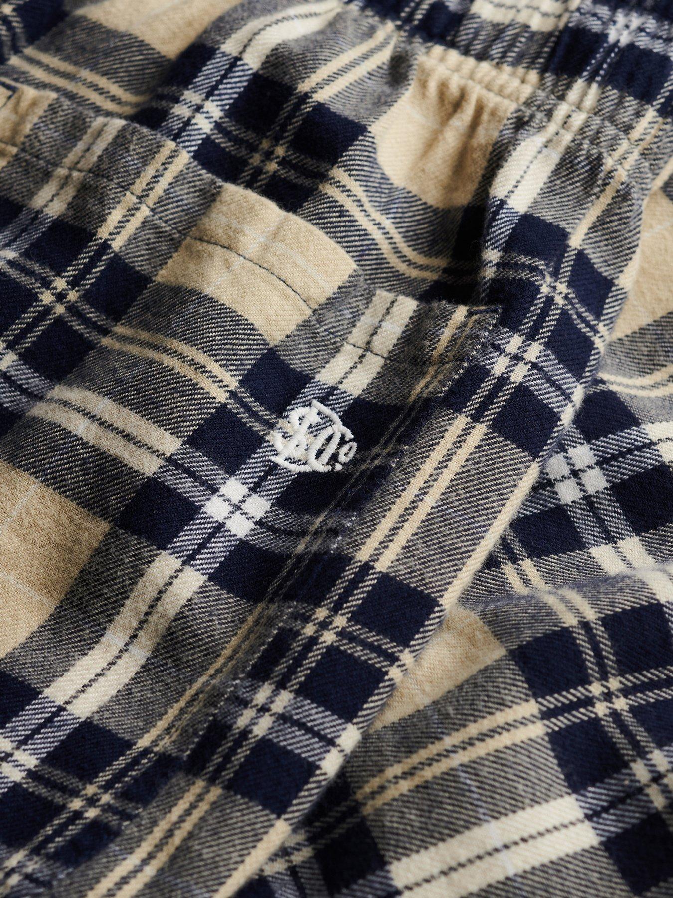 Image 7 of 7 of Superdry Cotton Check Elastic Trousers - Cream/Navy Check