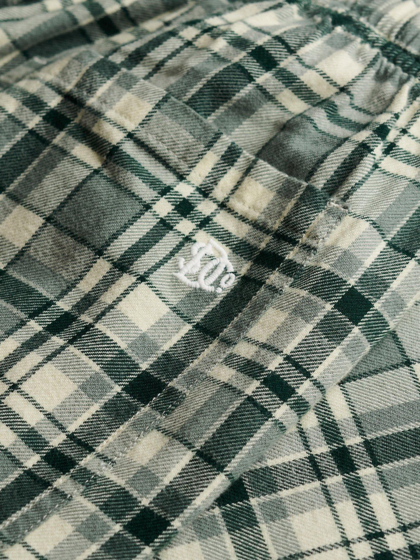 Image 7 of 7 of Superdry Cotton Check Elastic Trousers - Green