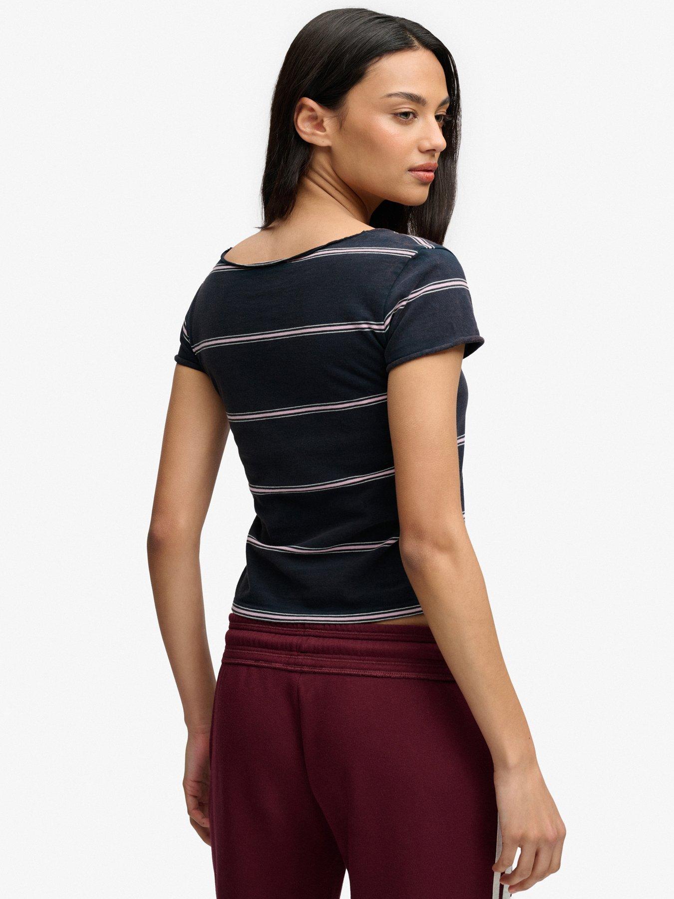 Image 2 of 6 of Superdry Athletic Essentials Gathered Pattern Top - Navy