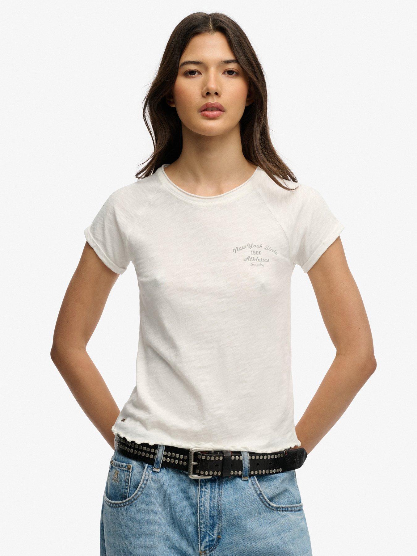 Image 1 of 5 of Superdry Athletic Essentials Slub Graphic T-shirt - White