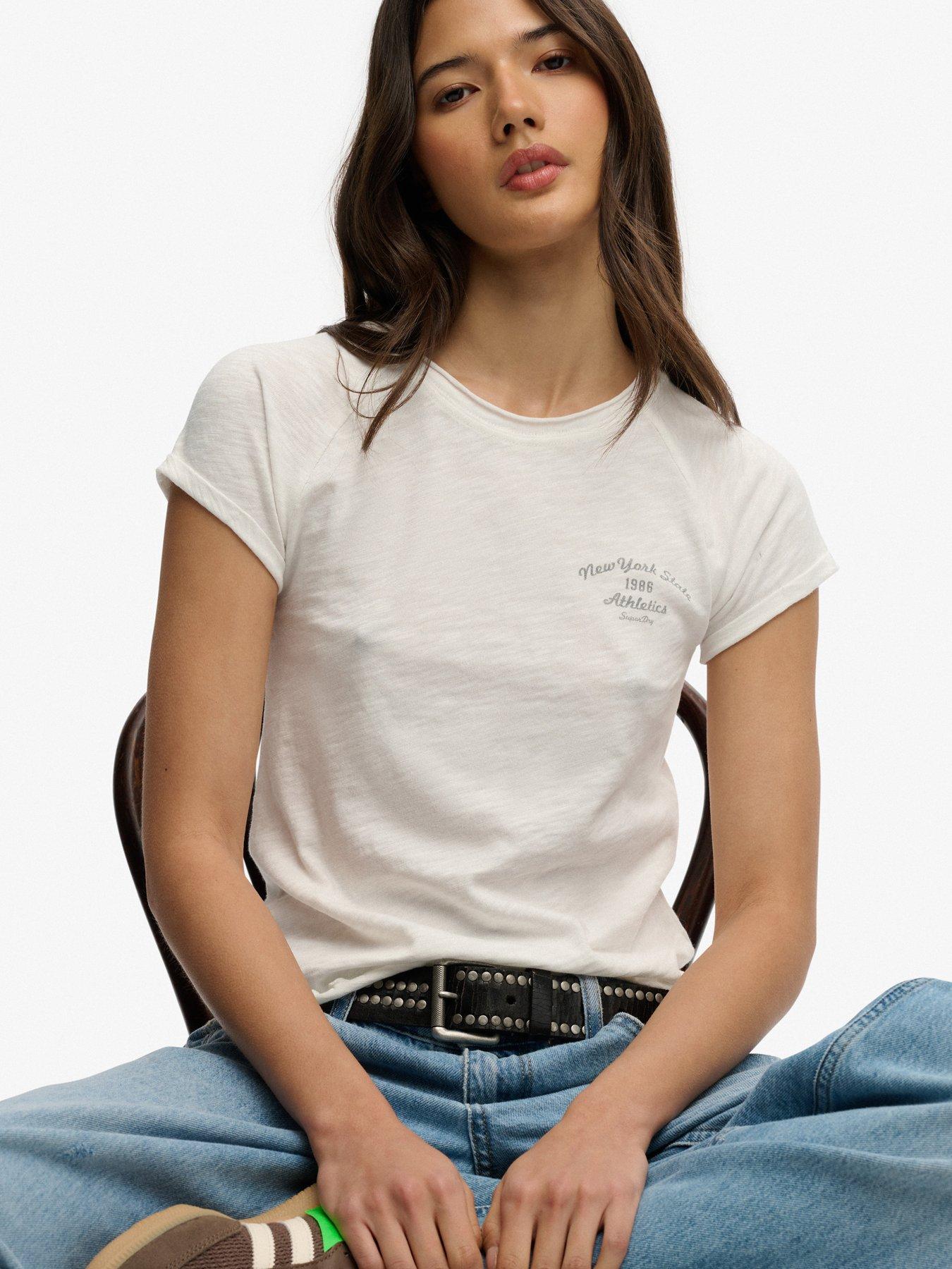 Image 5 of 5 of Superdry Athletic Essentials Slub Graphic T-shirt - White