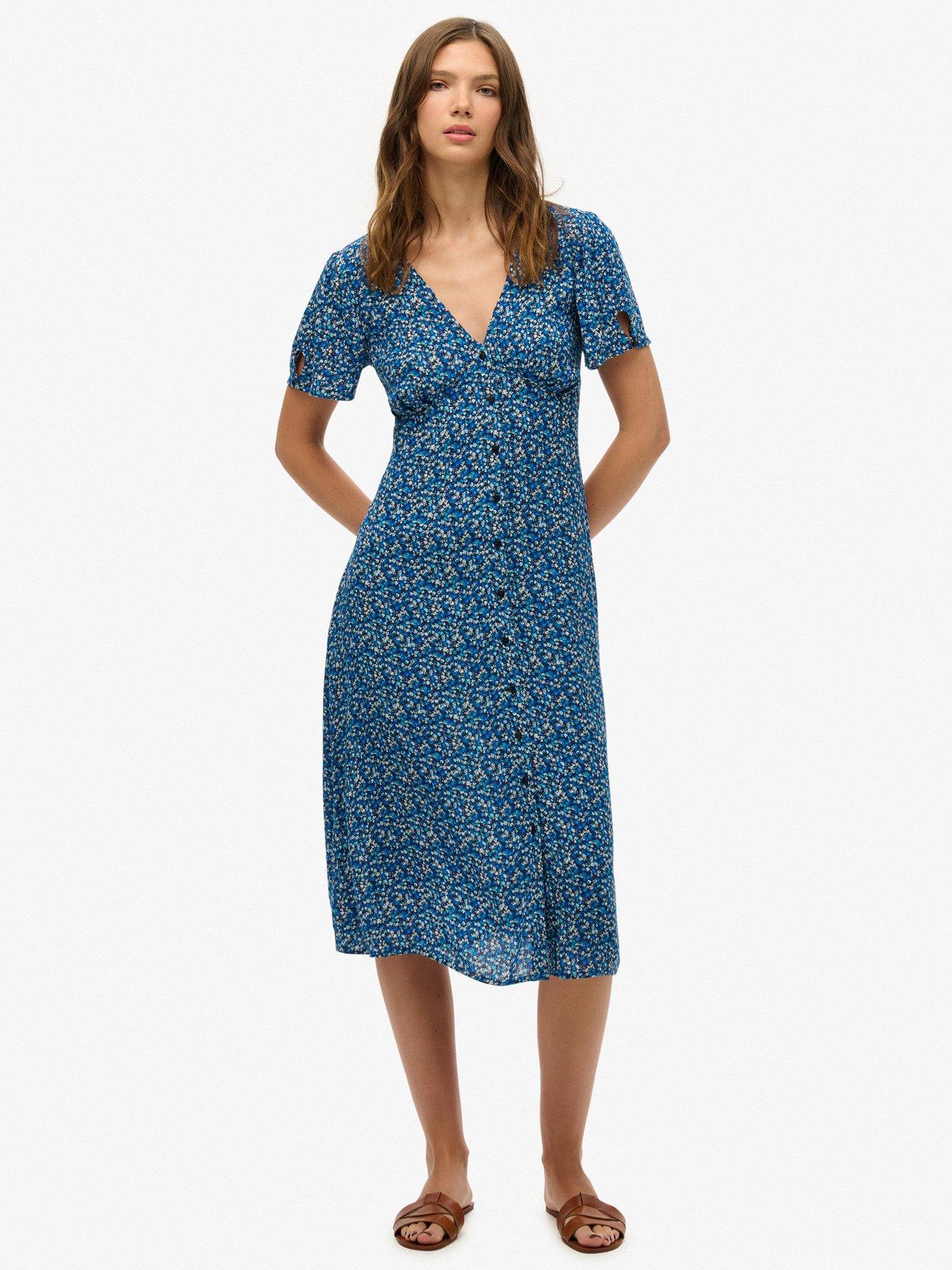 Superdry PRINT BUTTON MIDI TEA DRESS