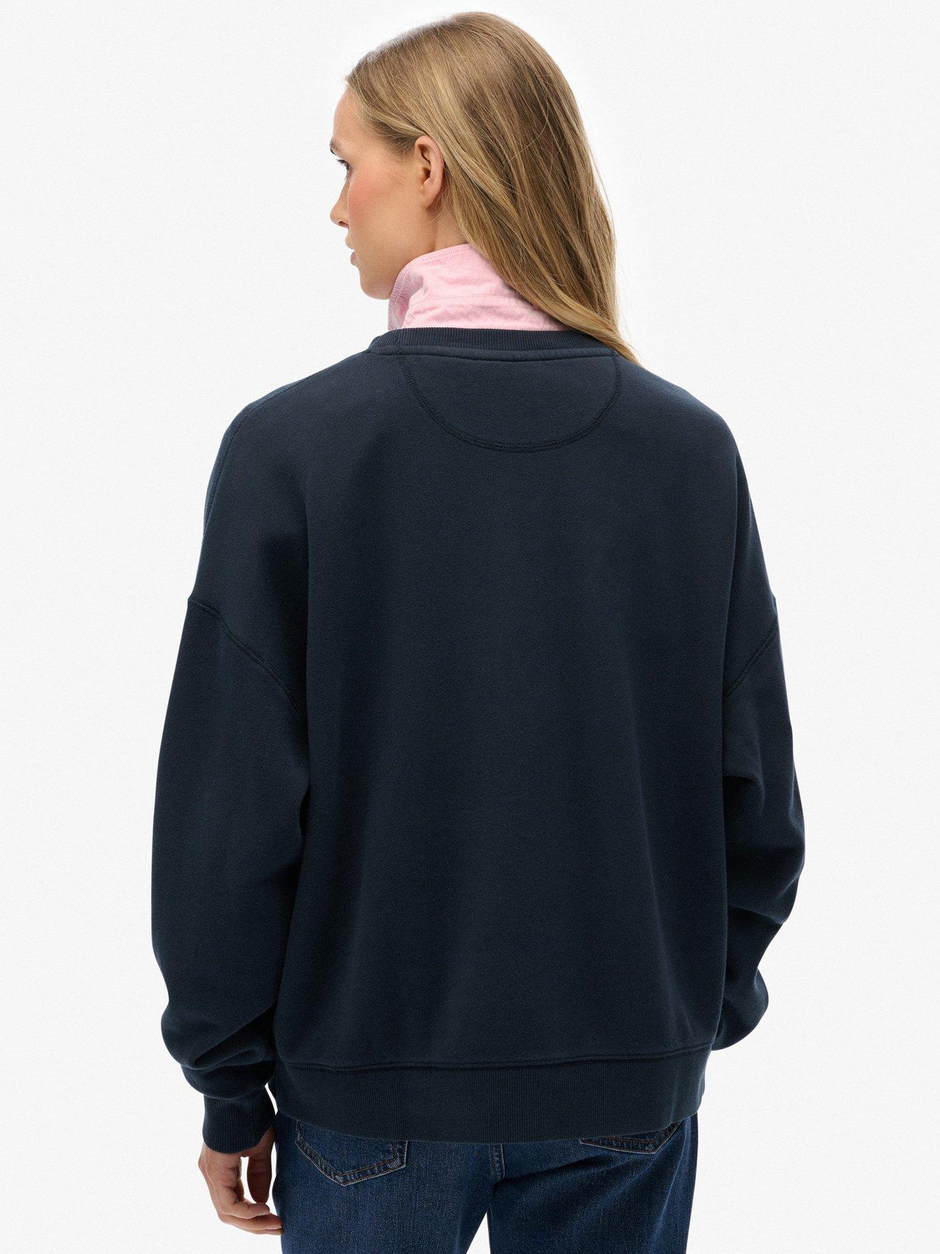 Image 2 of 6 of Superdry Essential Logo Relaxed Crew Sweatshirt - Navy