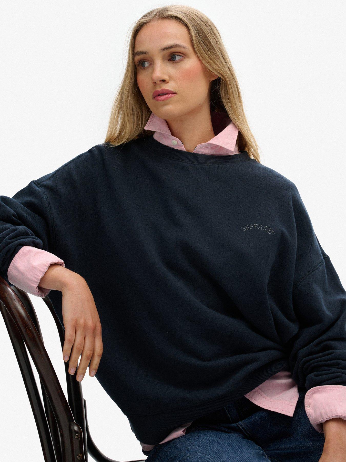 Image 5 of 6 of Superdry Essential Logo Relaxed Crew Sweatshirt - Navy